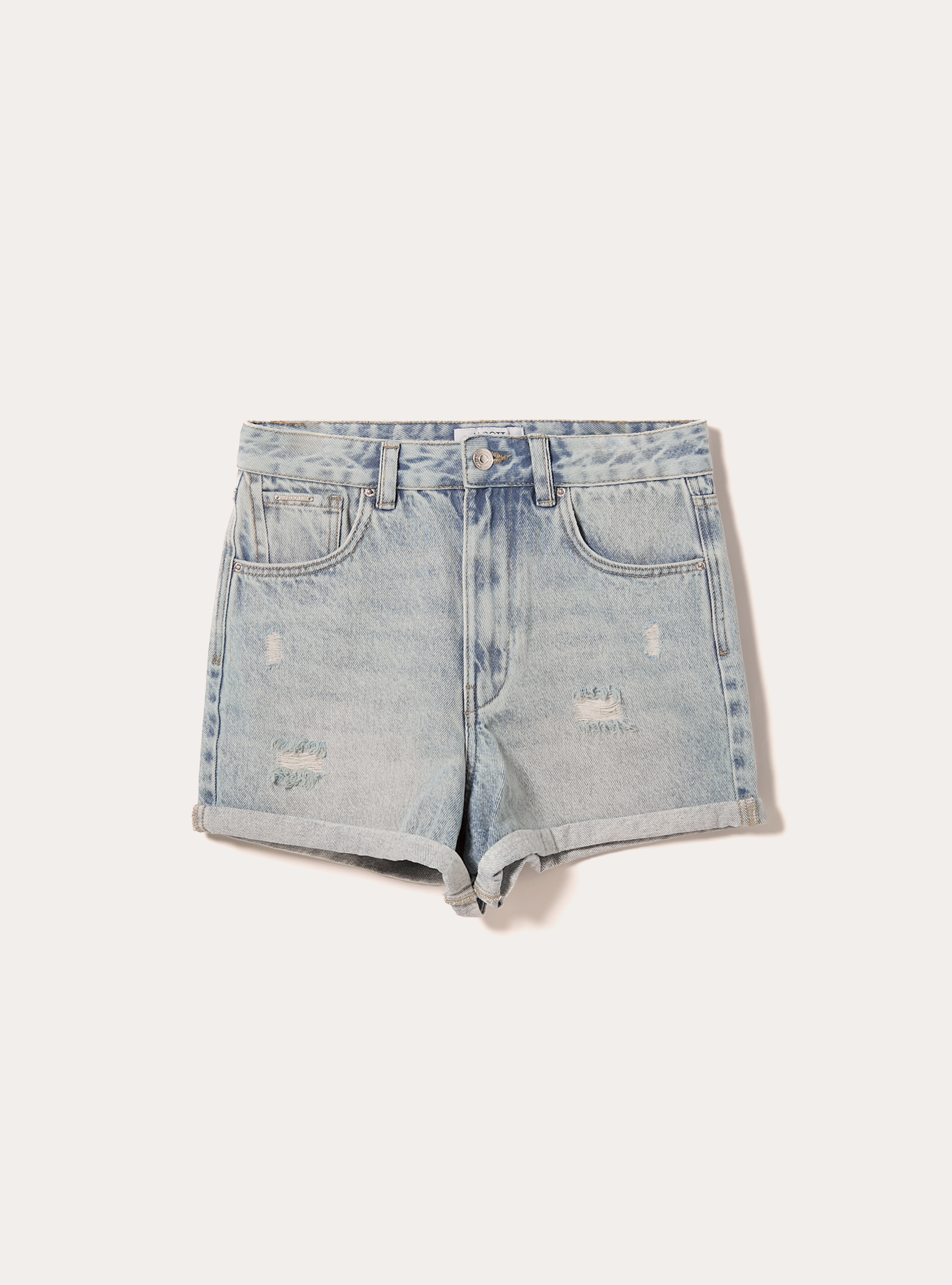 Denim mom fit shorts, D006 AZURE