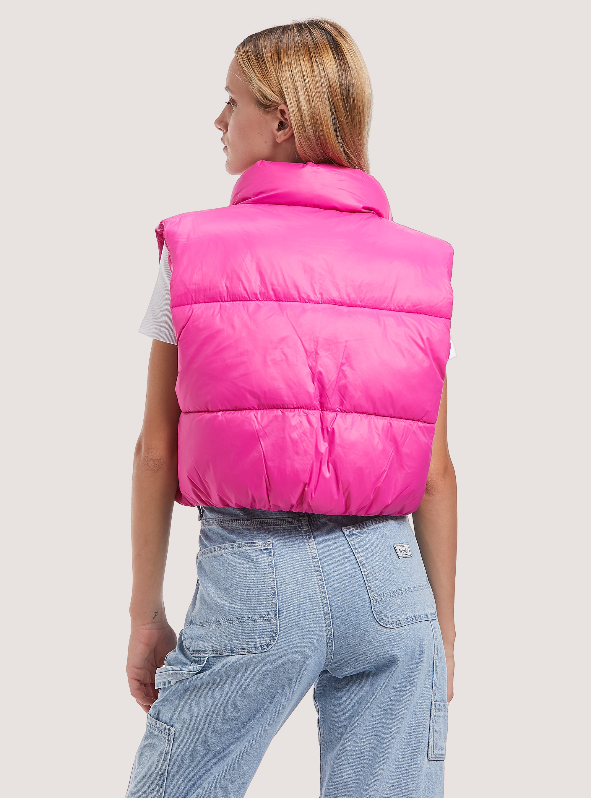 Cropped sleeveless with recycled padding, FX2 FUXIA MEDIUM