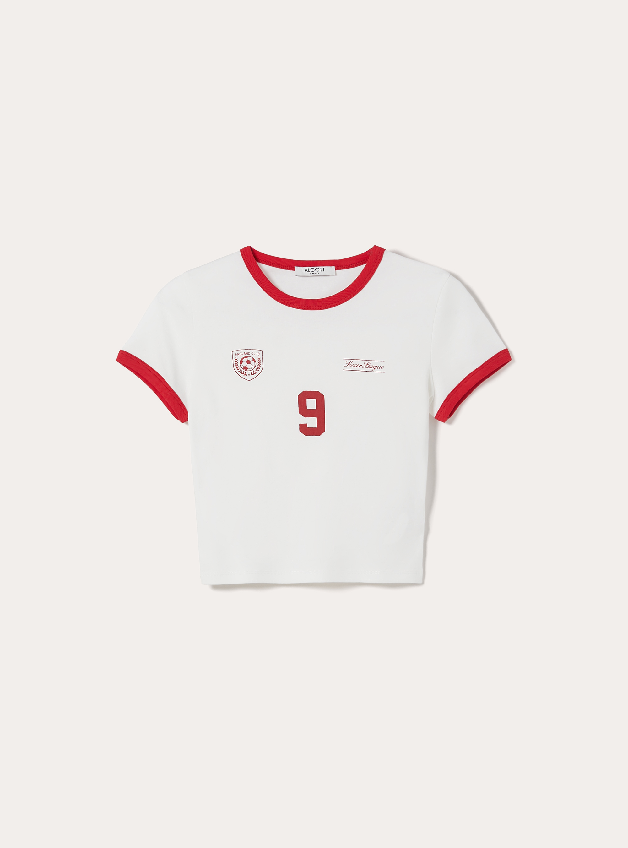 T-shirt crop con stampa calcio mondiali, RD2 RED MEDIUM