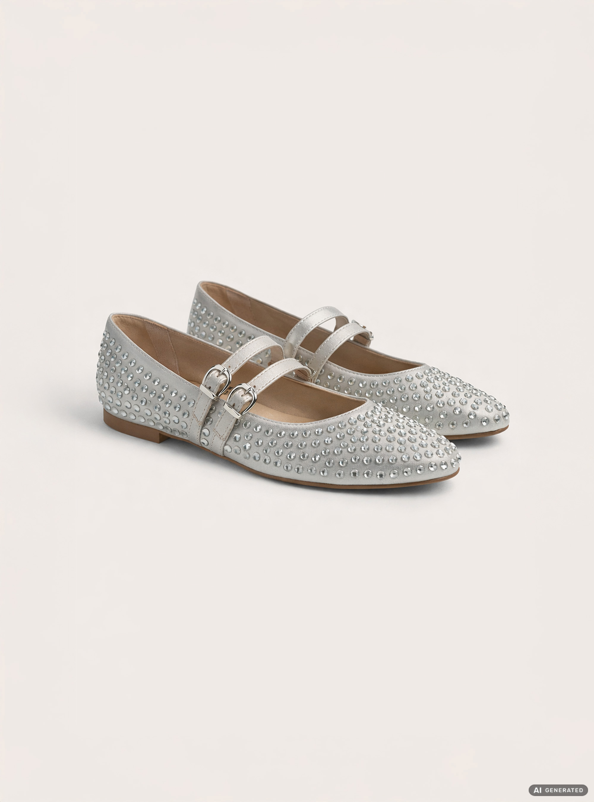 Studded ballet flats, WH1 OFF WHITE