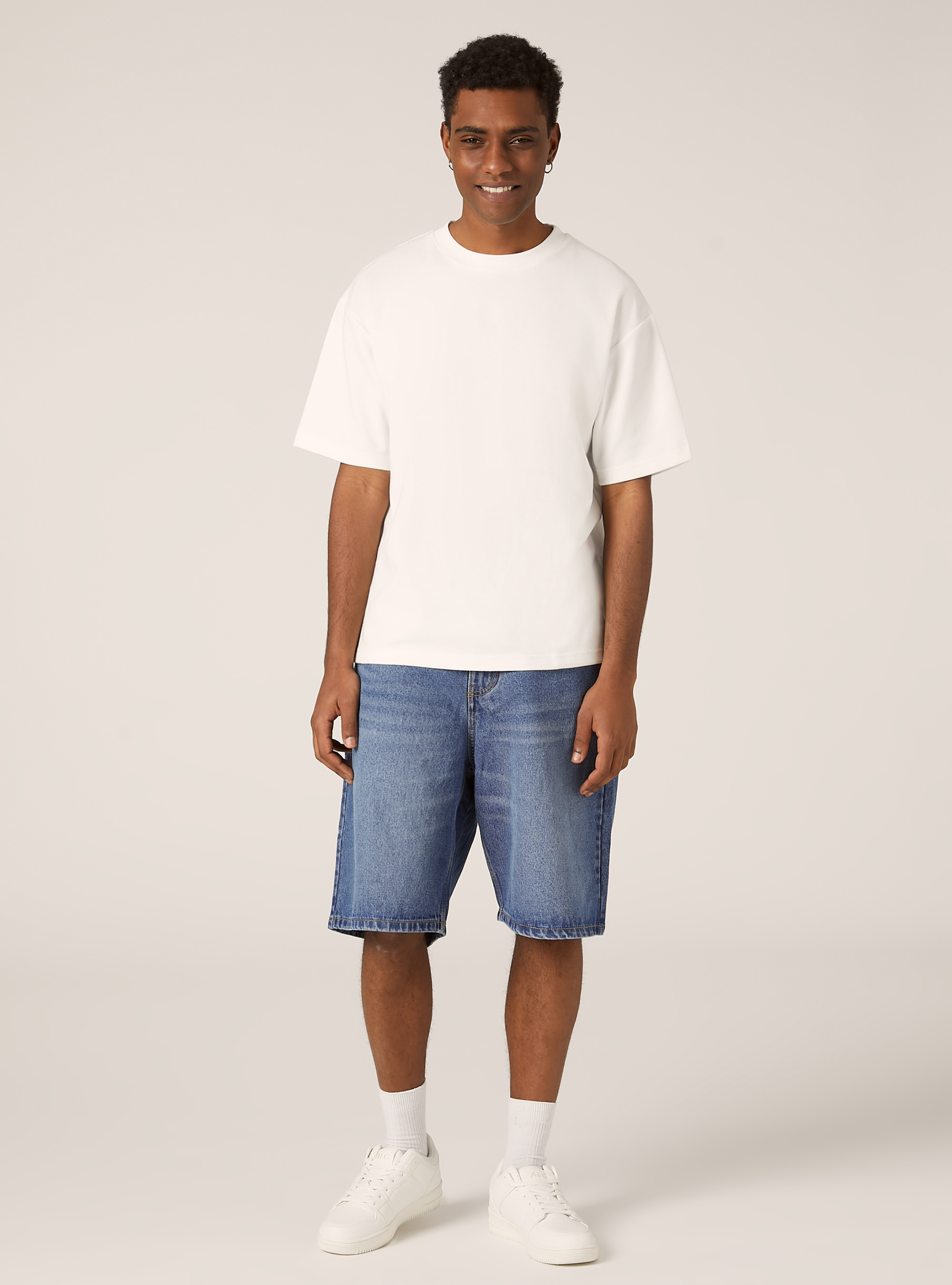 Denim loose fit bermuda shorts, D003 MEDIUM BLUE