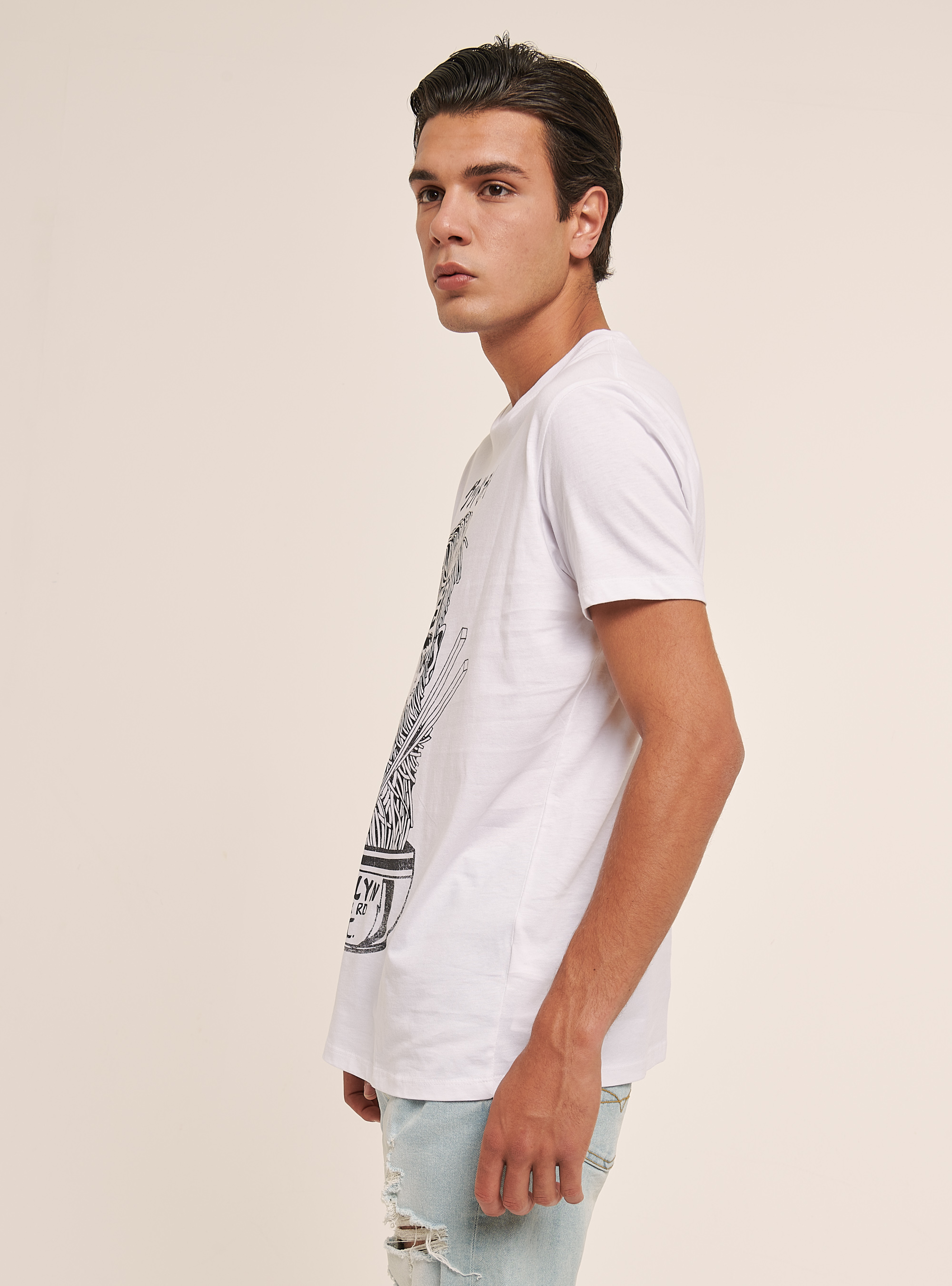 T-shirt con stampa, BIANCO