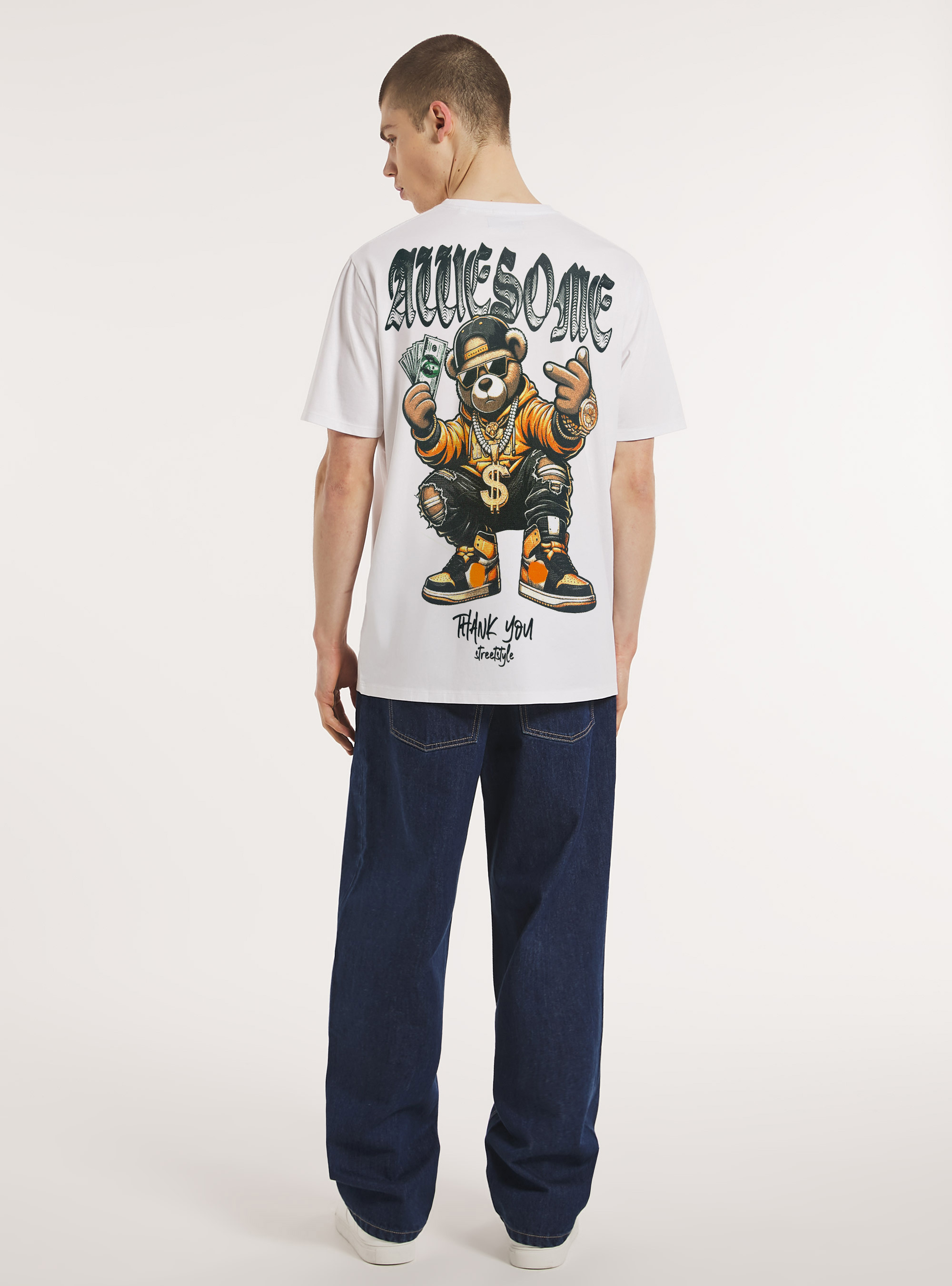 t-shirt avec imprimé Teddy, WH3 WHITE