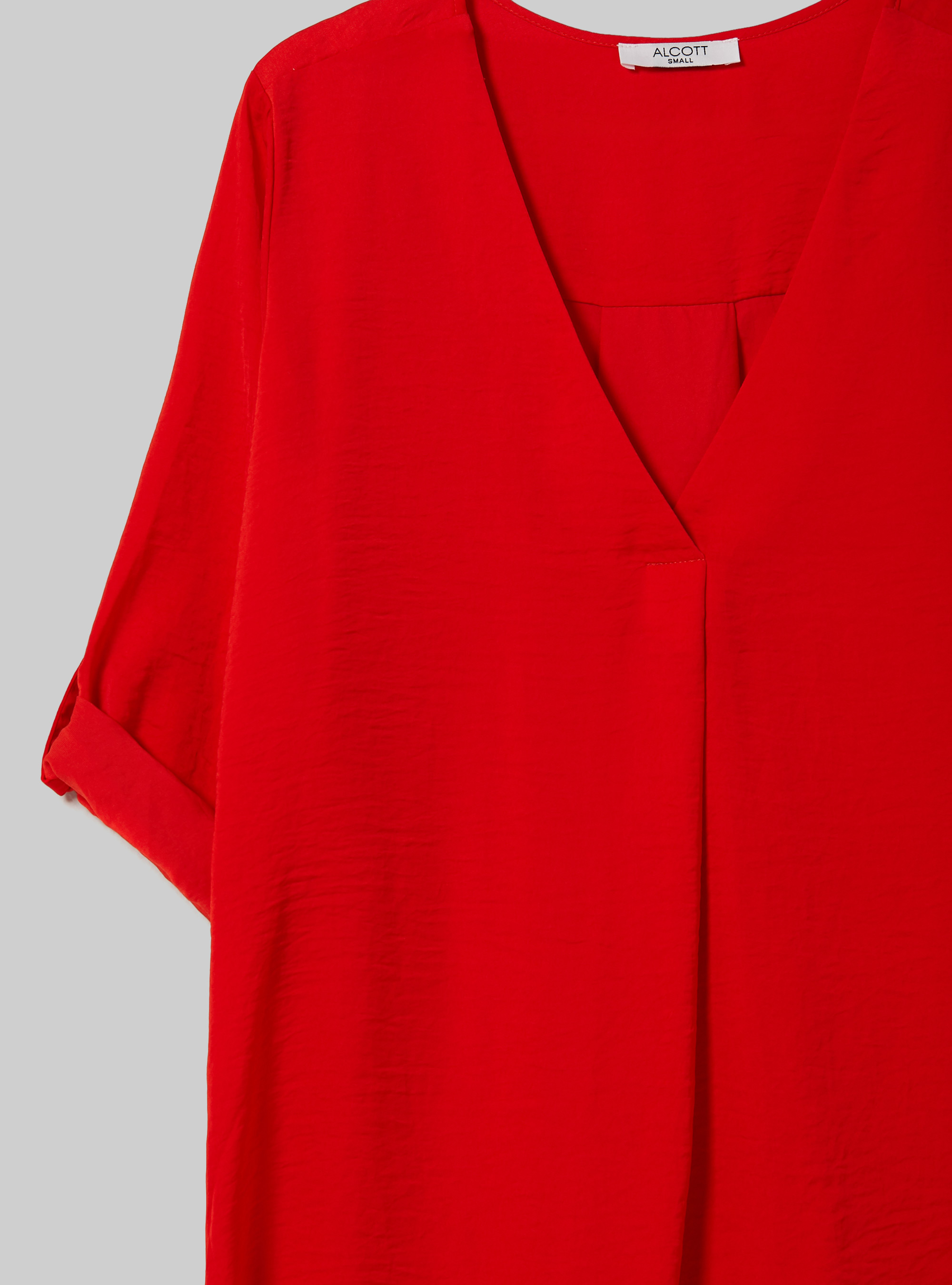 Blusa lisa con escote, RD2 RED MEDIUM