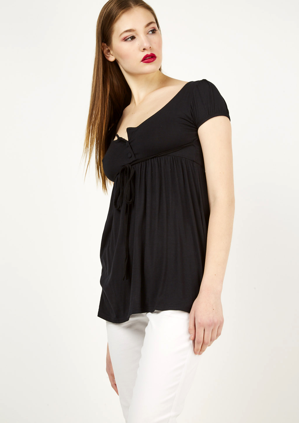 Vestito corto in vestibilità morbida con coulisse, C101 BLACK