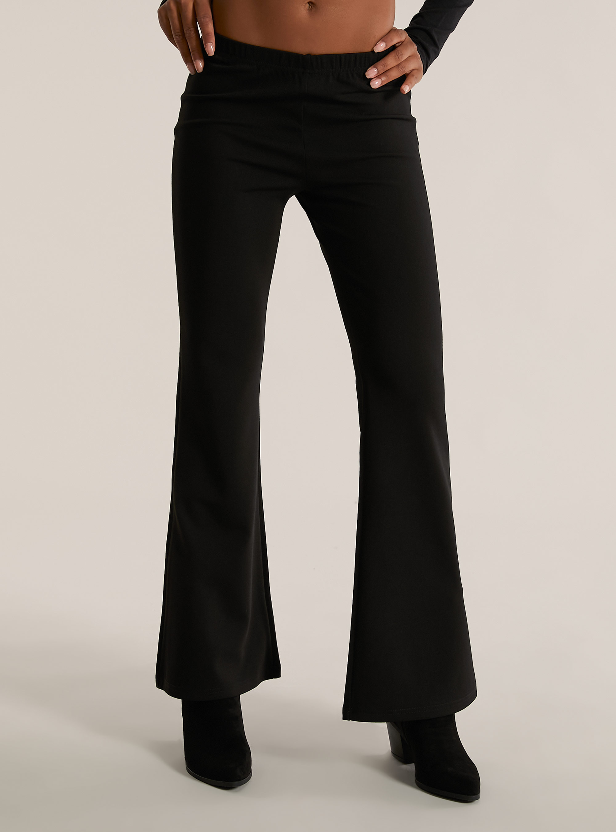 Flare trousers with elasticated waist, BK1 BLACK