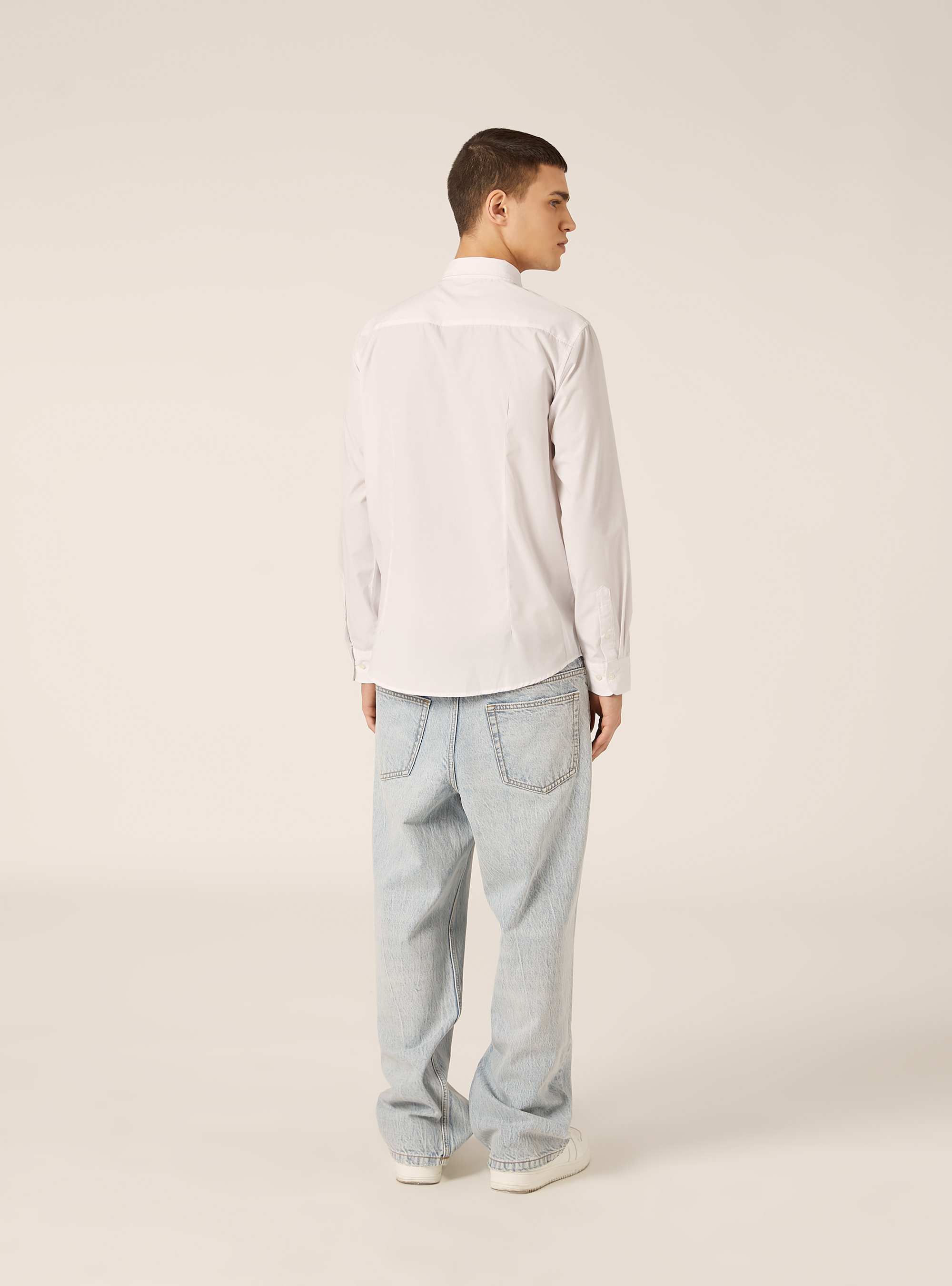 Chemise &agrave; manches longues unie, WH1 OFF WHITE