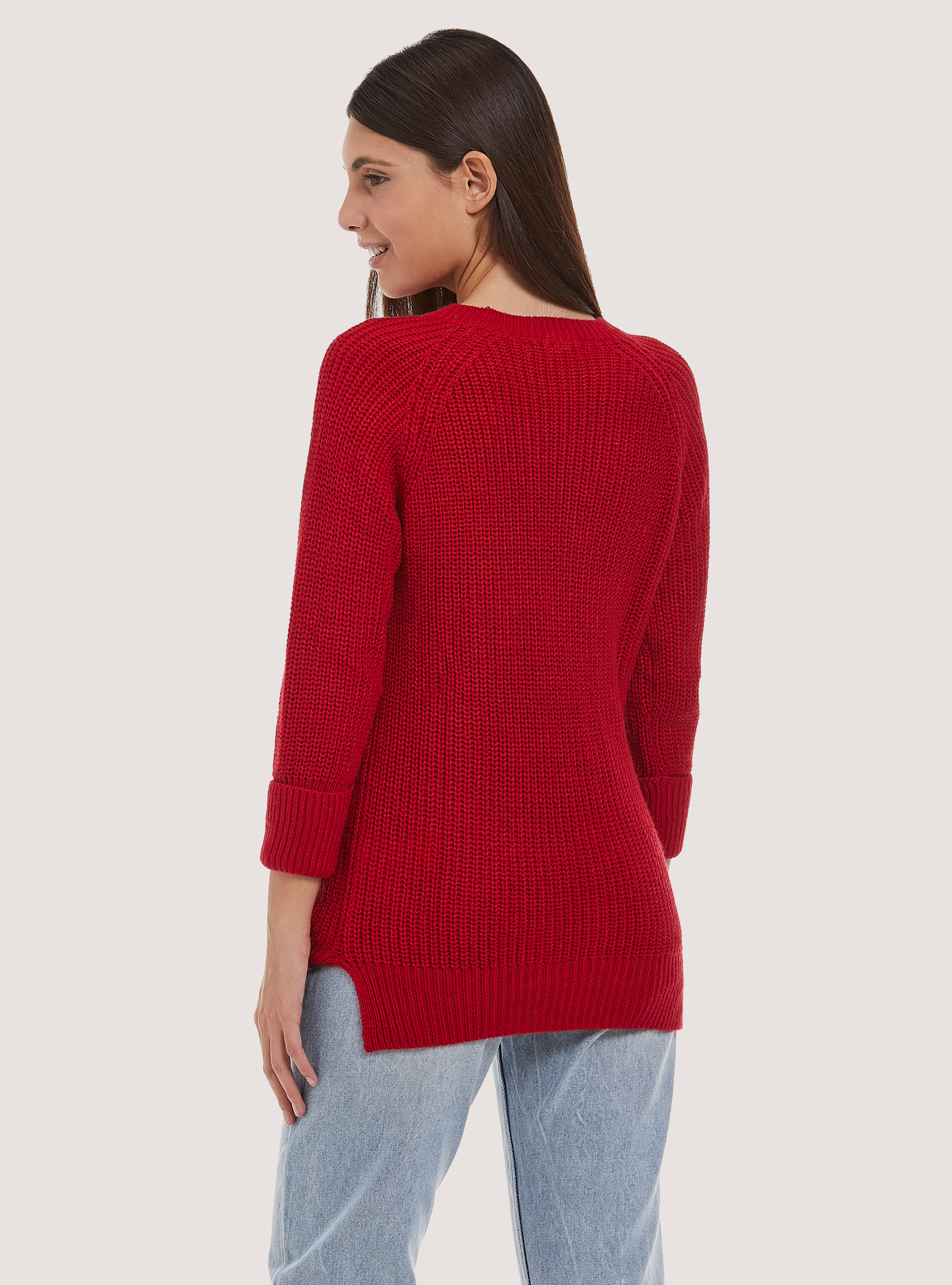 Warm English rib pullover, RD2 RED MEDIUM