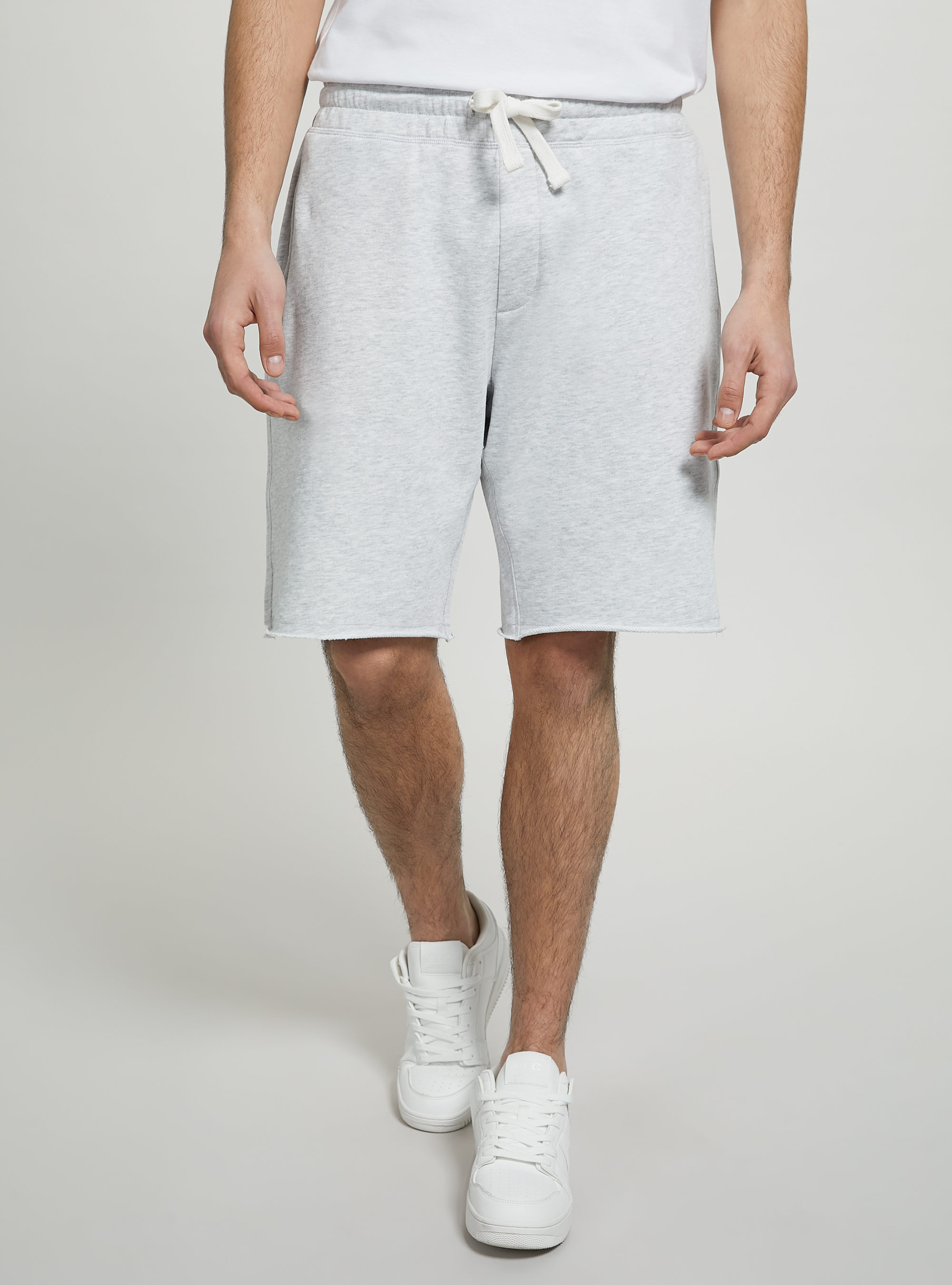 Cotton jogger bermuda shorts, MGY2 GREY MEL MEDIUM