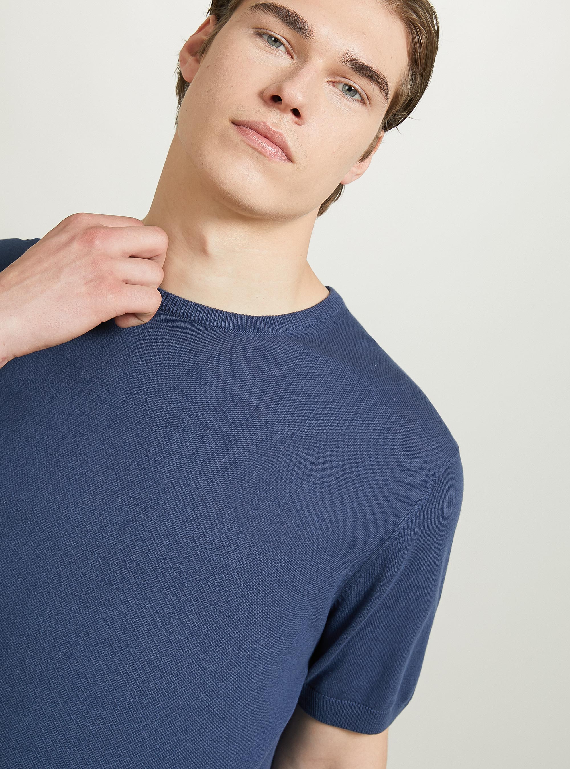 Short-sleeved cotton pullover, NA3 NAVY LIGHT