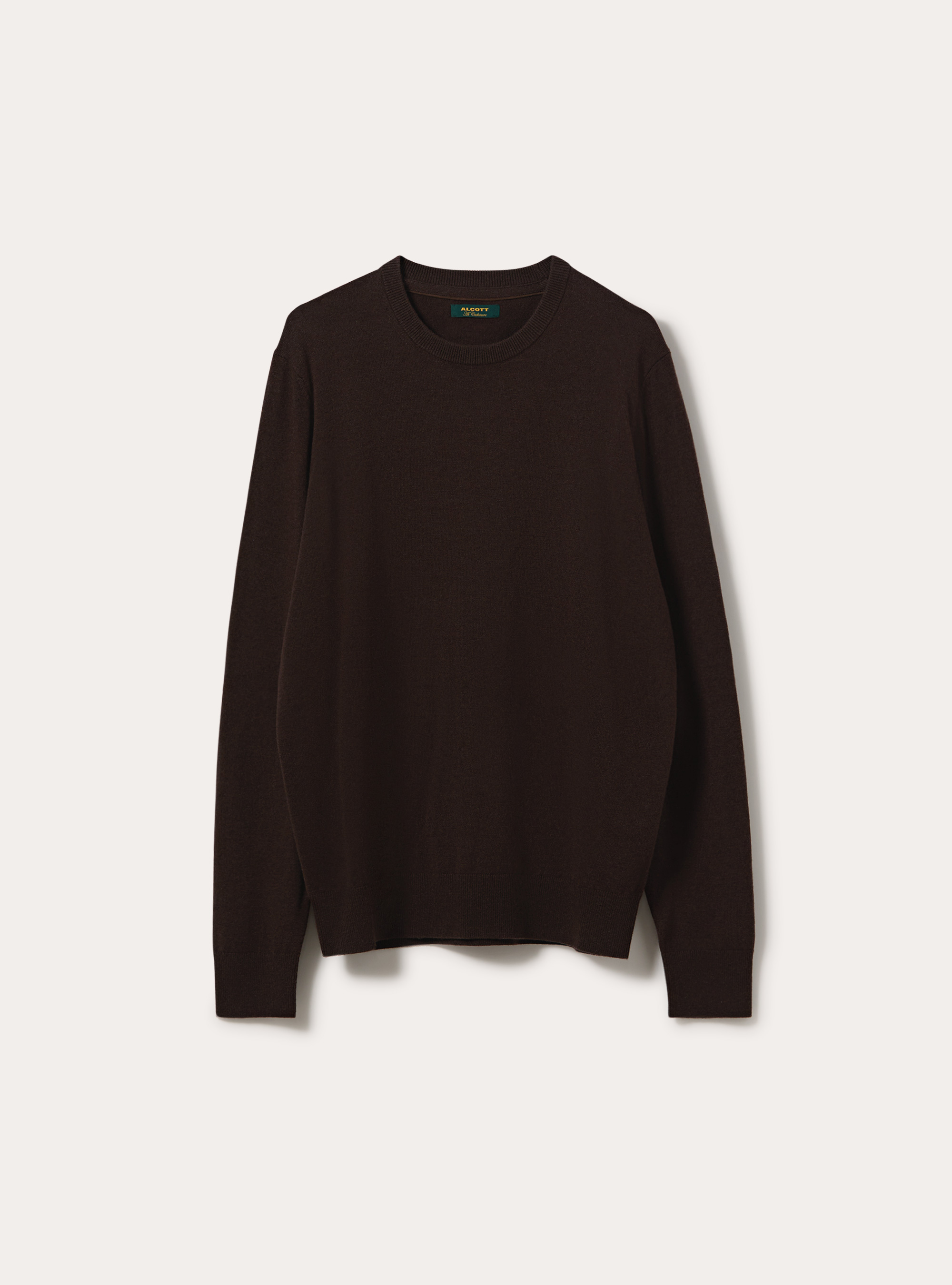 Girocollo in maglia in lana poliammide cashmere, BR1 BROWN DARK