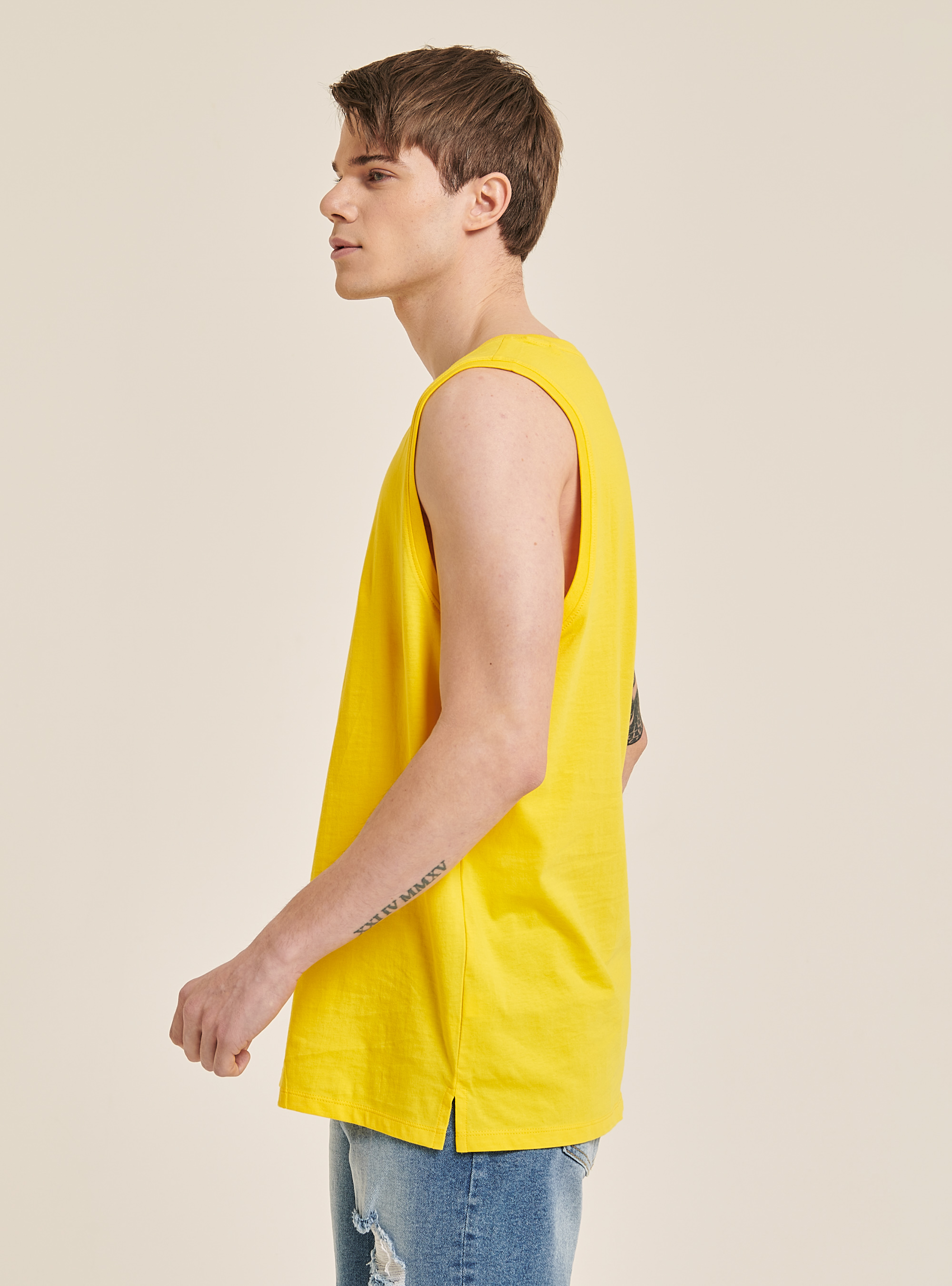 Basic cotton vest top, C7704 YELLOW