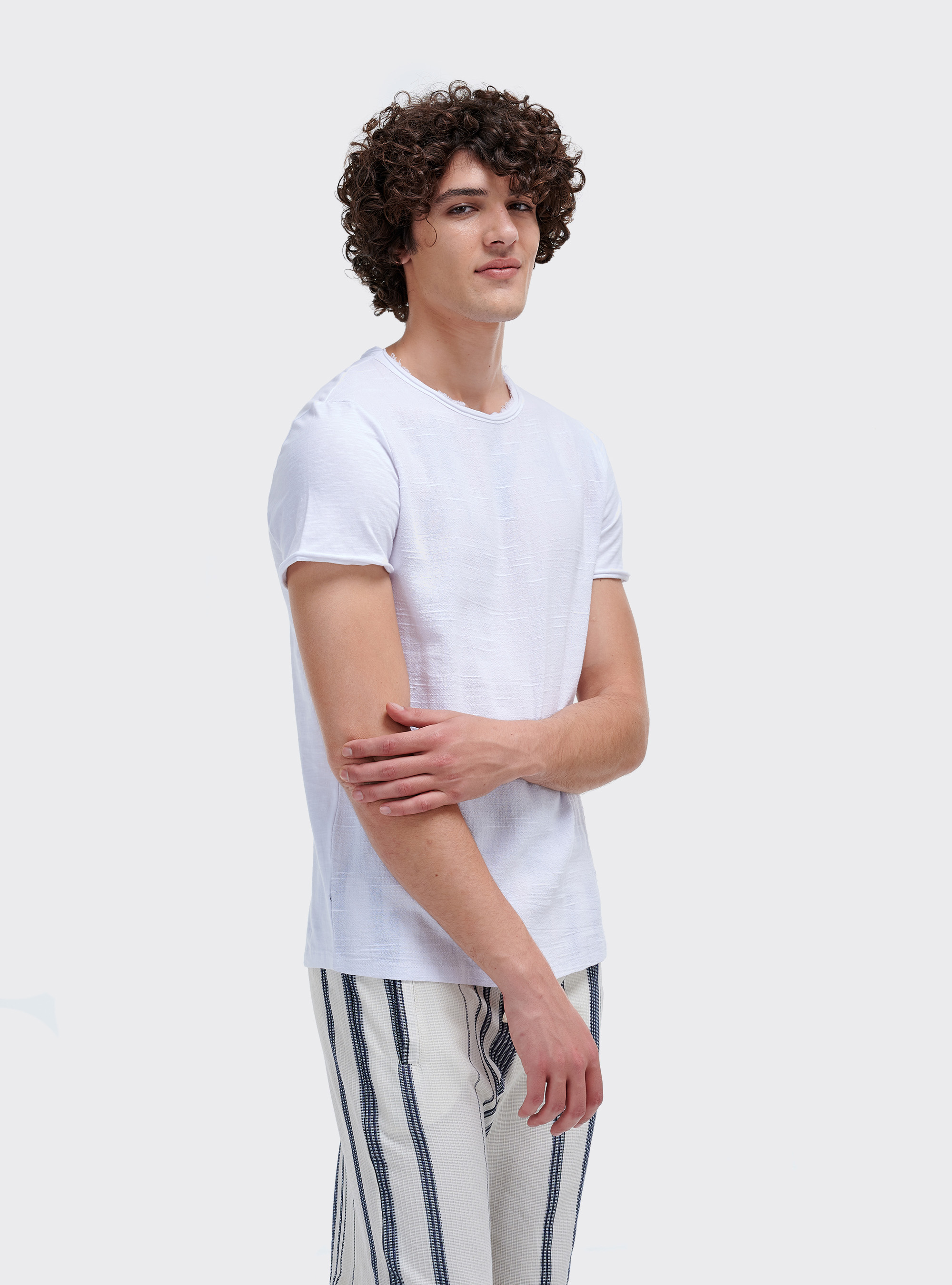 Blended linen shirt, WHITE