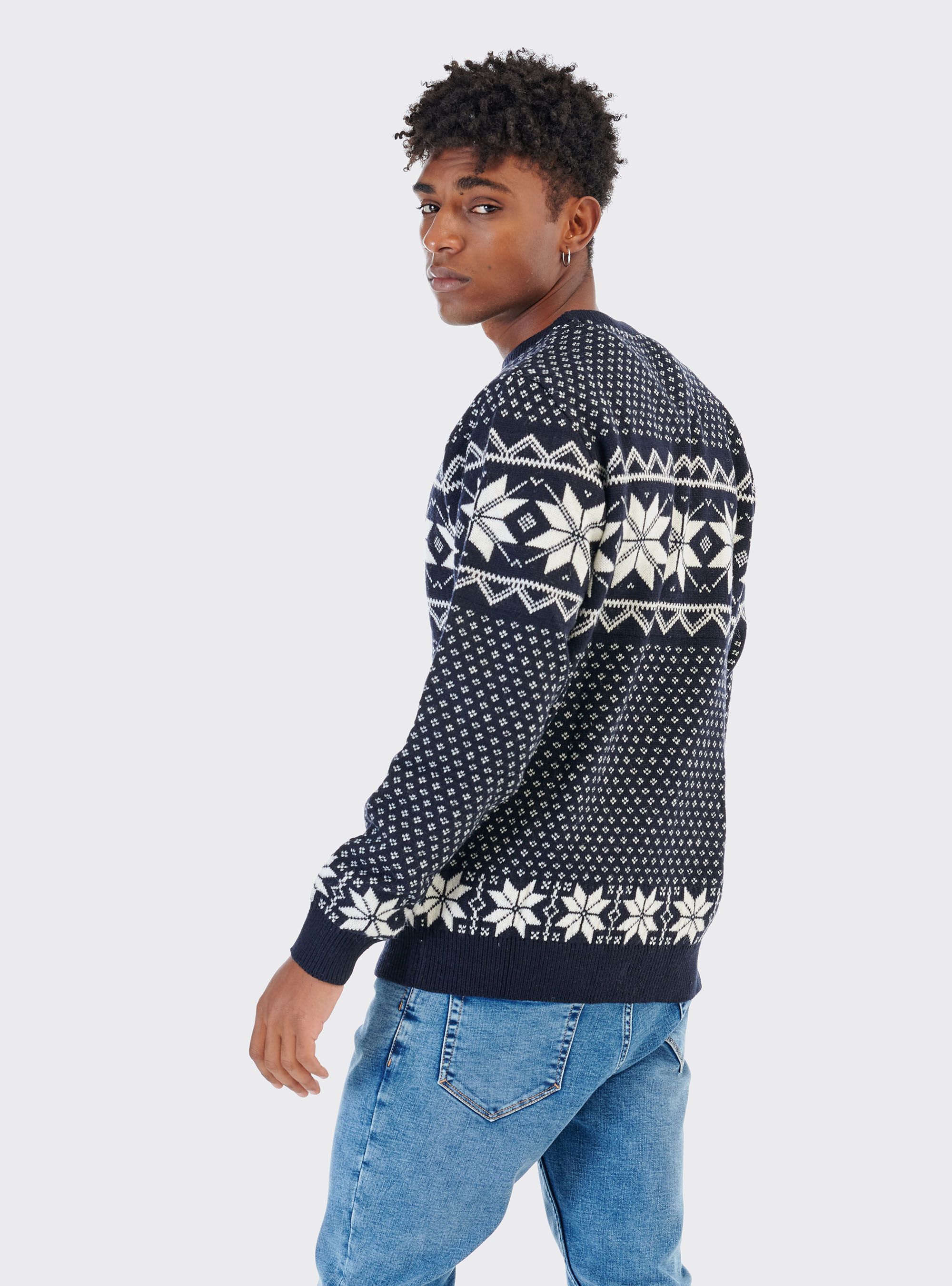 Pull jacquard, C210 BLUE NAVY