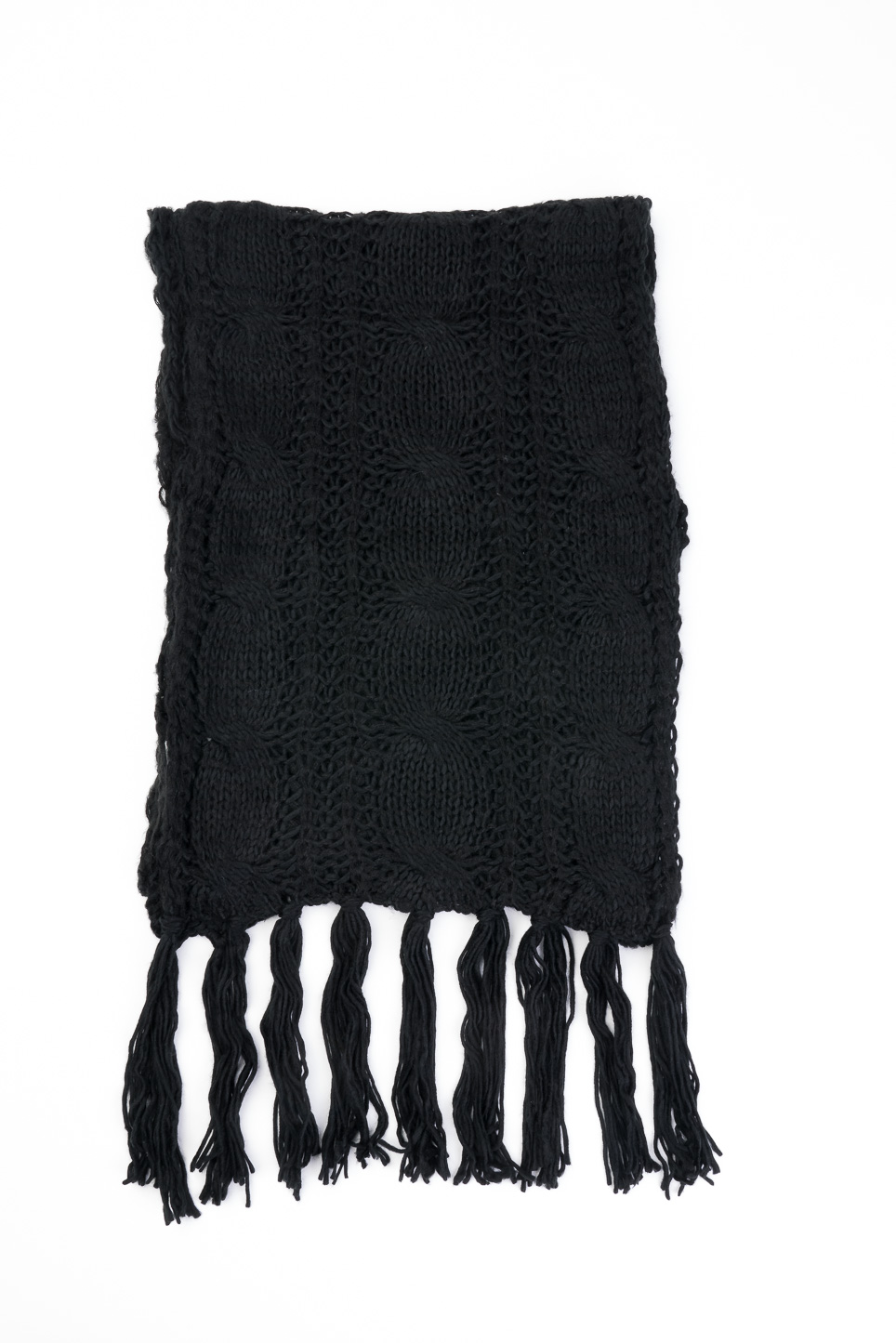 Sciarpa con frange, BLACK