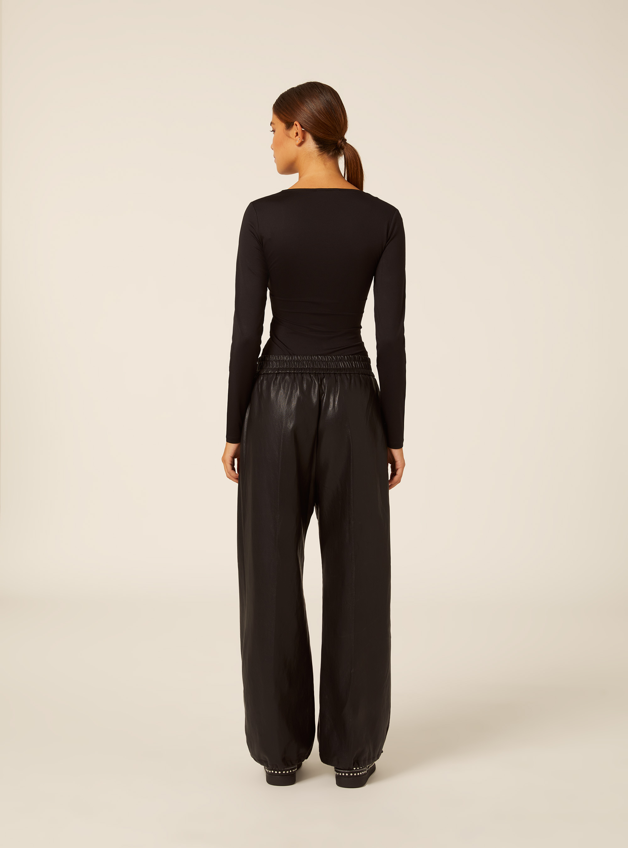 Body de manga larga con escote cuadrado, BK1 BLACK