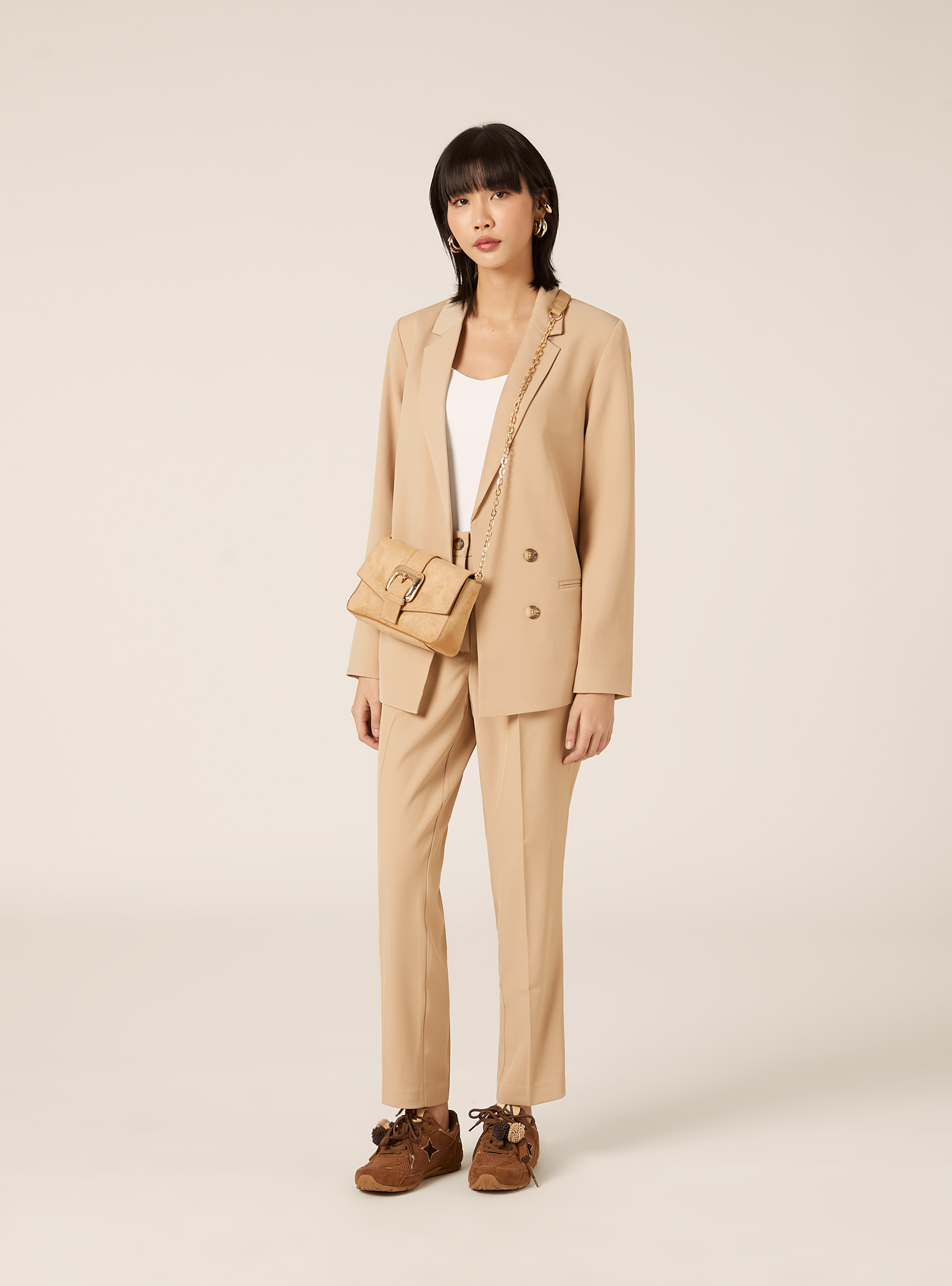 Suede bag with shoulder strap, BG2 BEIGE MEDIUM