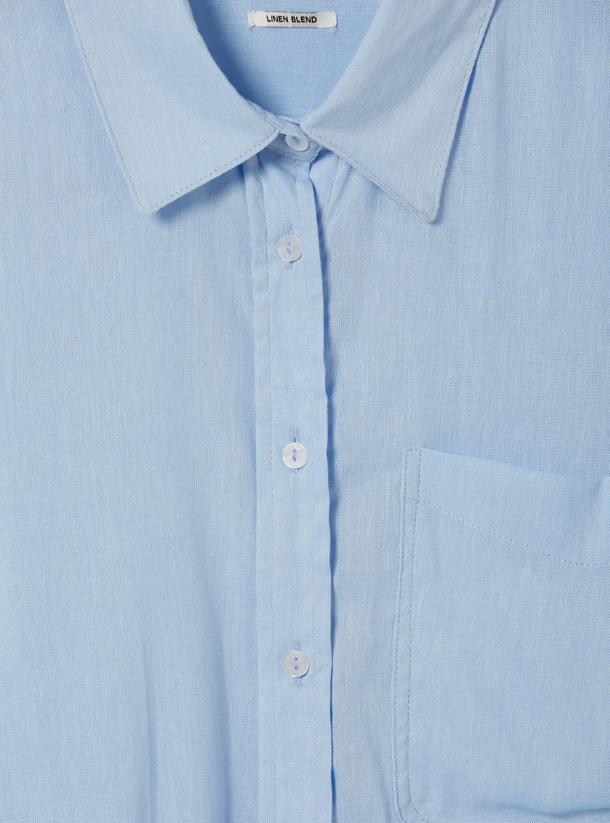 Linen blend shirt with breast pocket, AZ3 AZURRE LIGHT