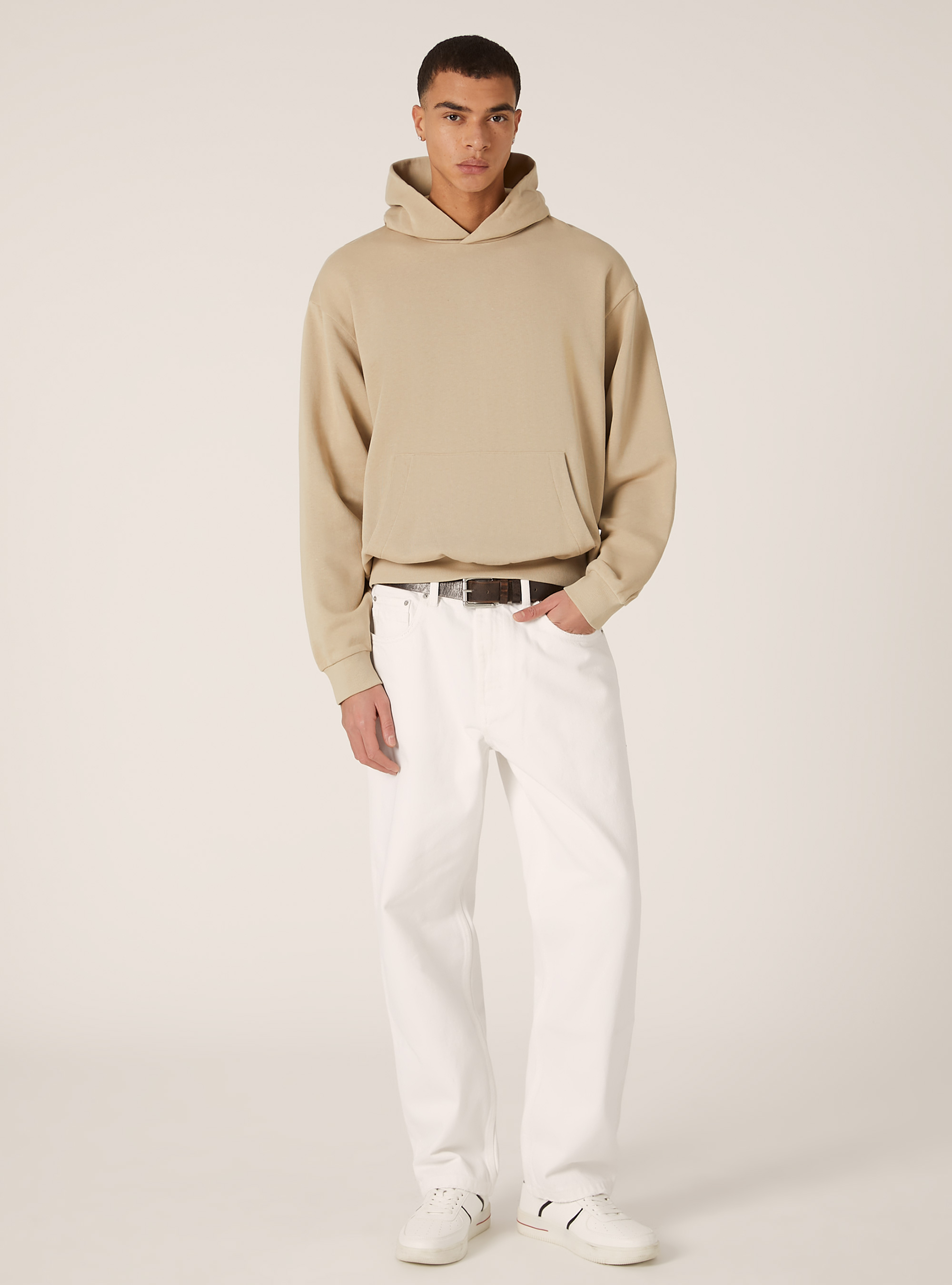 Felpa boxy fit con cappuccio, BG2 BEIGE MEDIUM