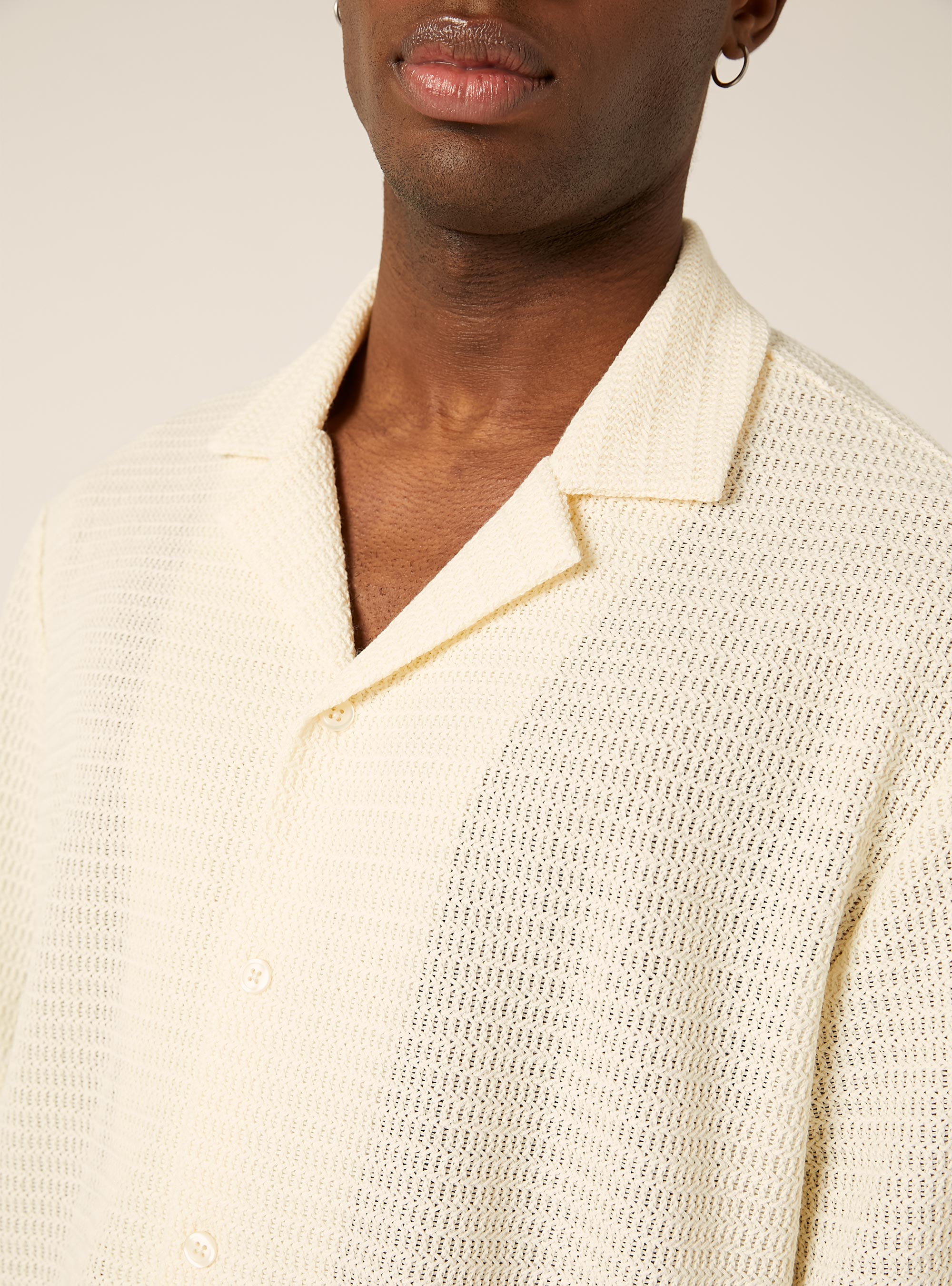 Camicia bowling regular fit effetto rete, WH1 OFF WHITE
