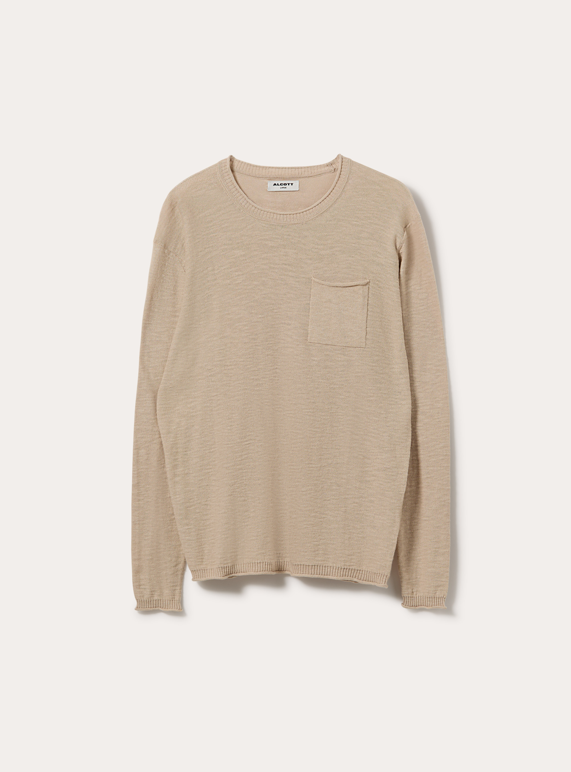 Pullover  in cotone slub, BEIGE MEDIO