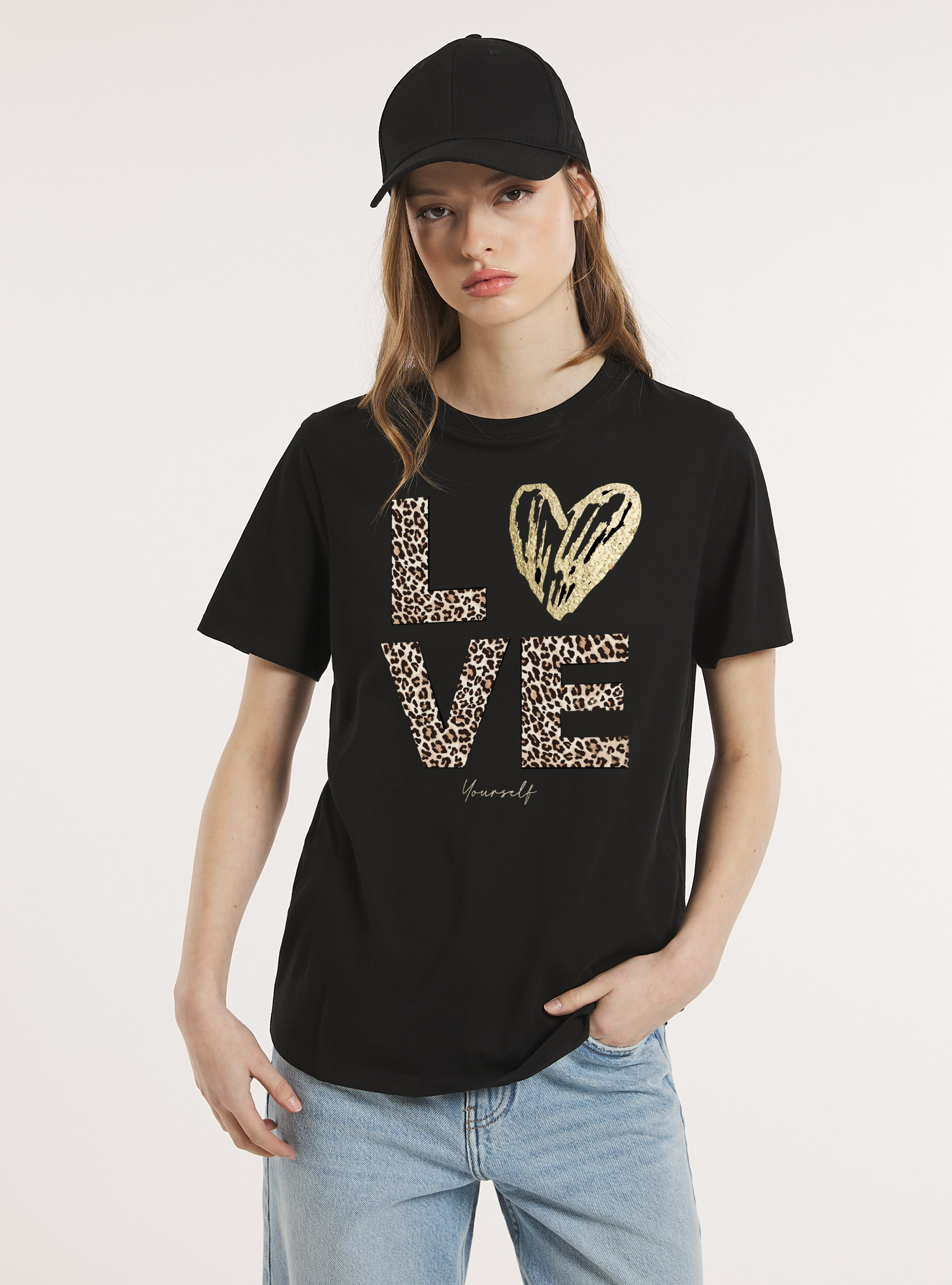 T-Shirt mit Tiermotiv, BK1 BLACK