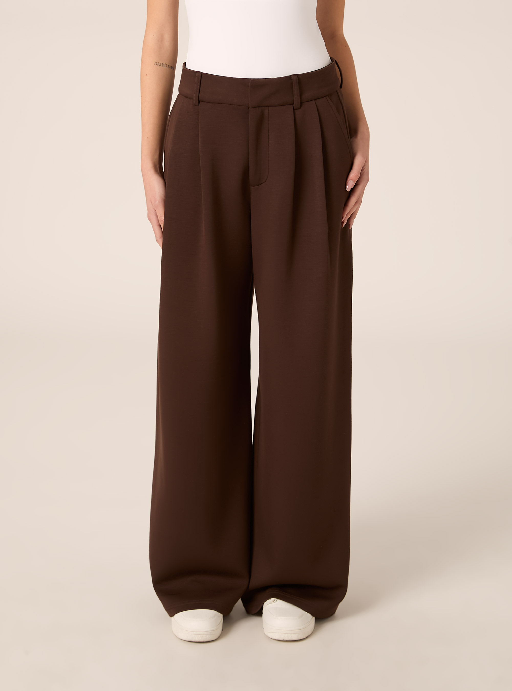 Pantalon large &agrave; toucher doux, BR1 BROWN DARK