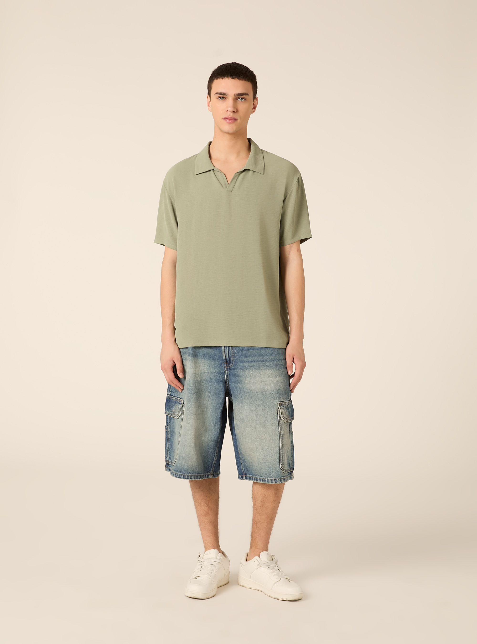 Polo basica in crepe, KY2 KAKY MEDIUM