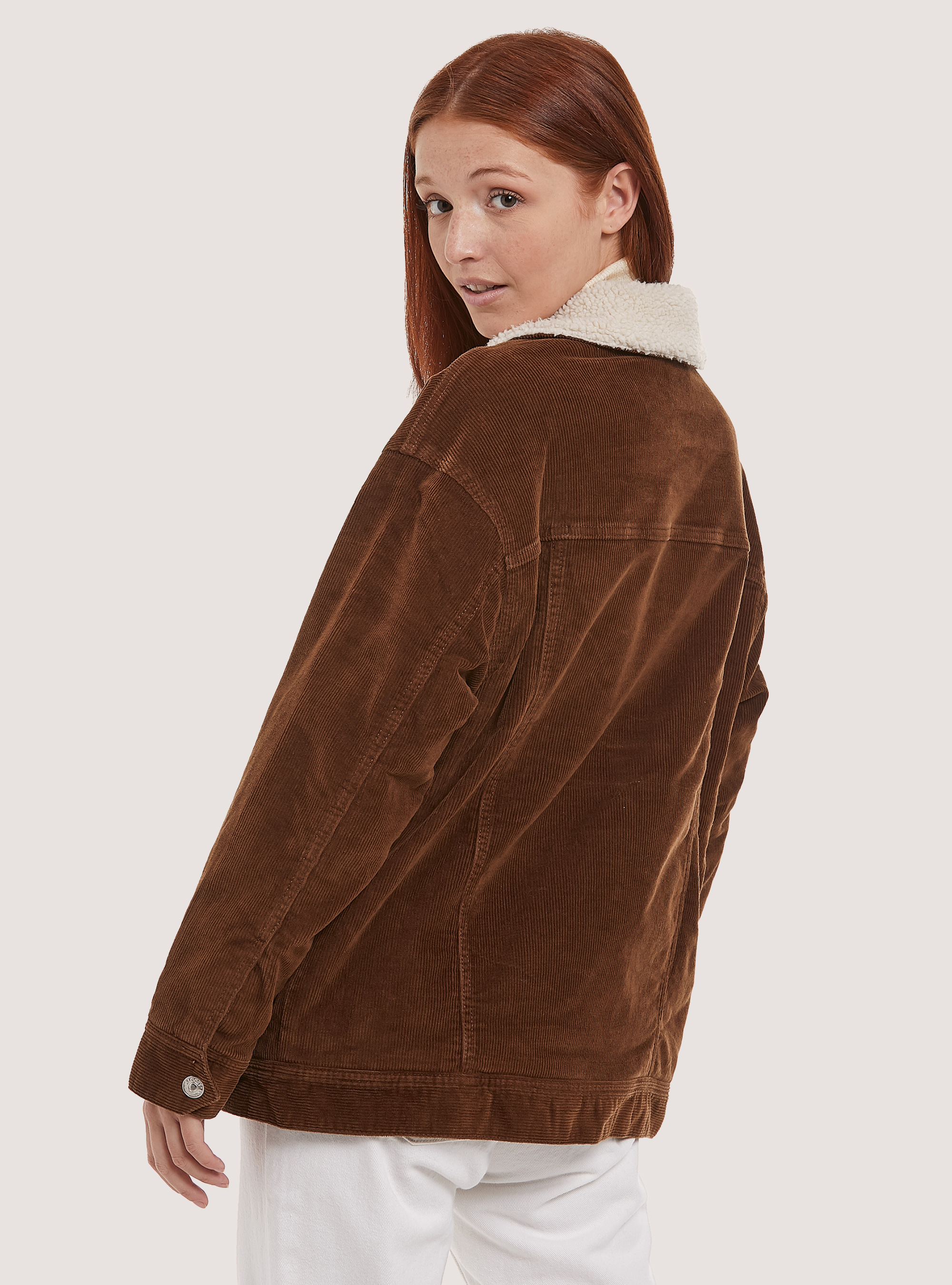 Truker jacket with teddy inside, TB1 TOBACCO DARK