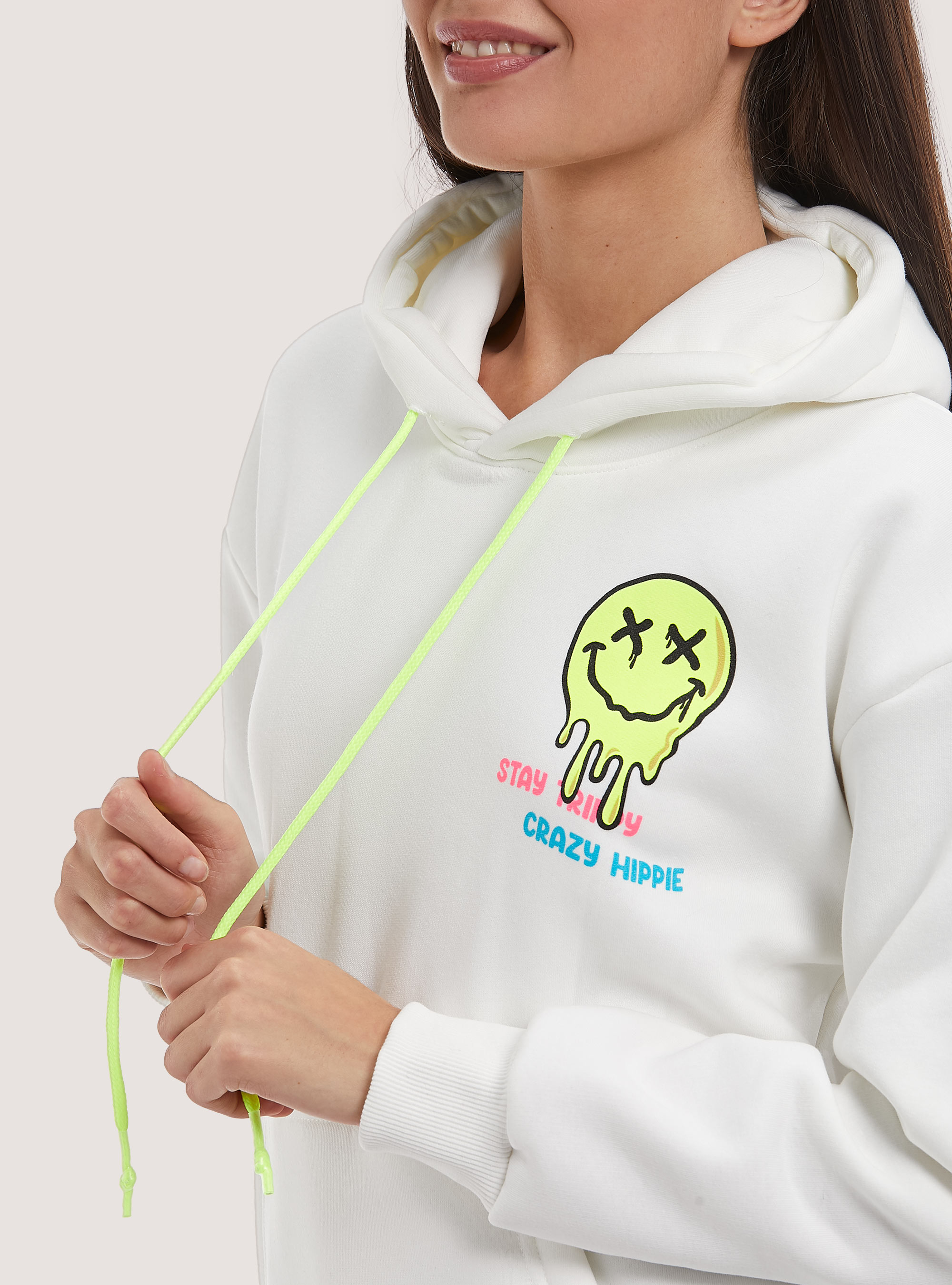 Felpa con stampa Smile Collection, WH1 OFF WHITE