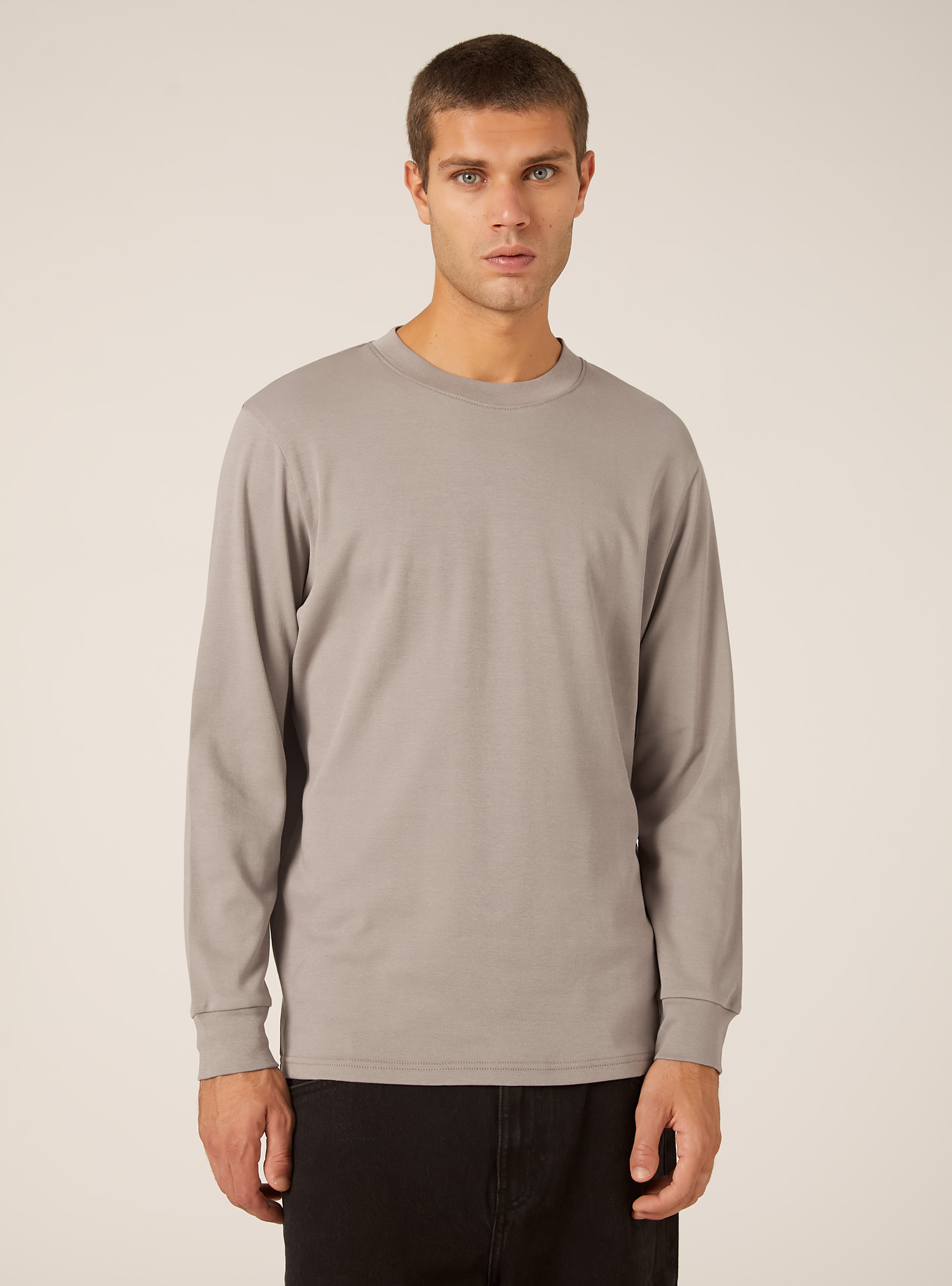 Long-sleeved cotton T-shirt, GY2 GREY MEDIUM