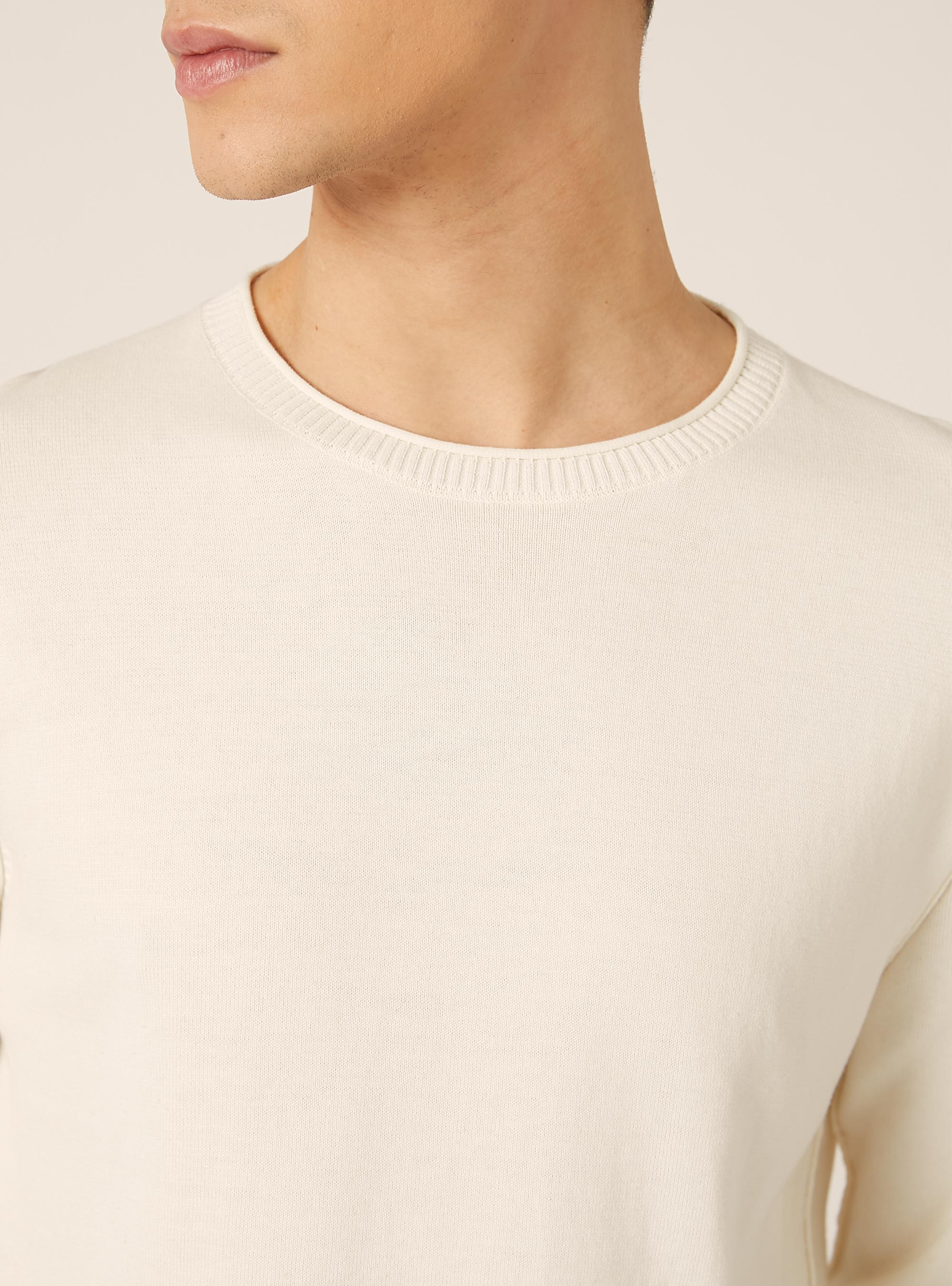 Pullover girocollo in cotone, WH1 OFF WHITE