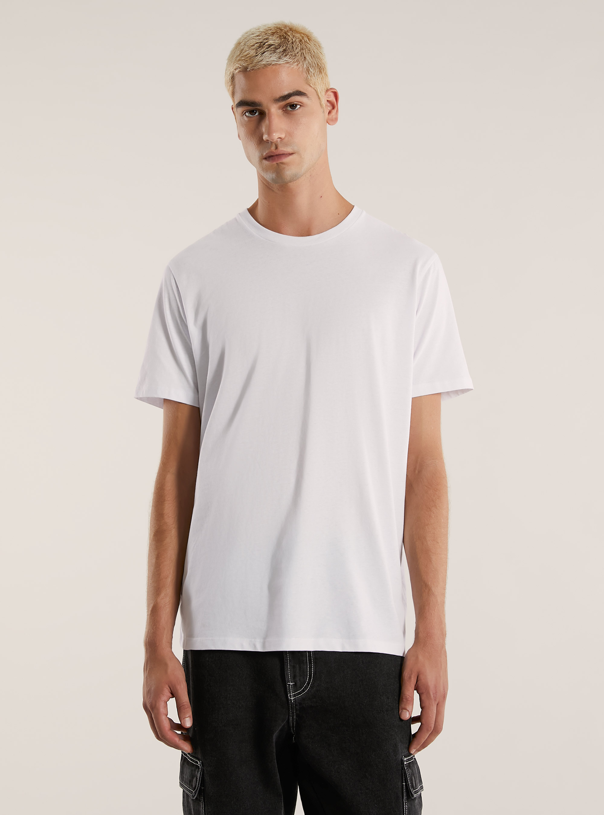 Maglietta girocollo in cotone, WH2 WHITE