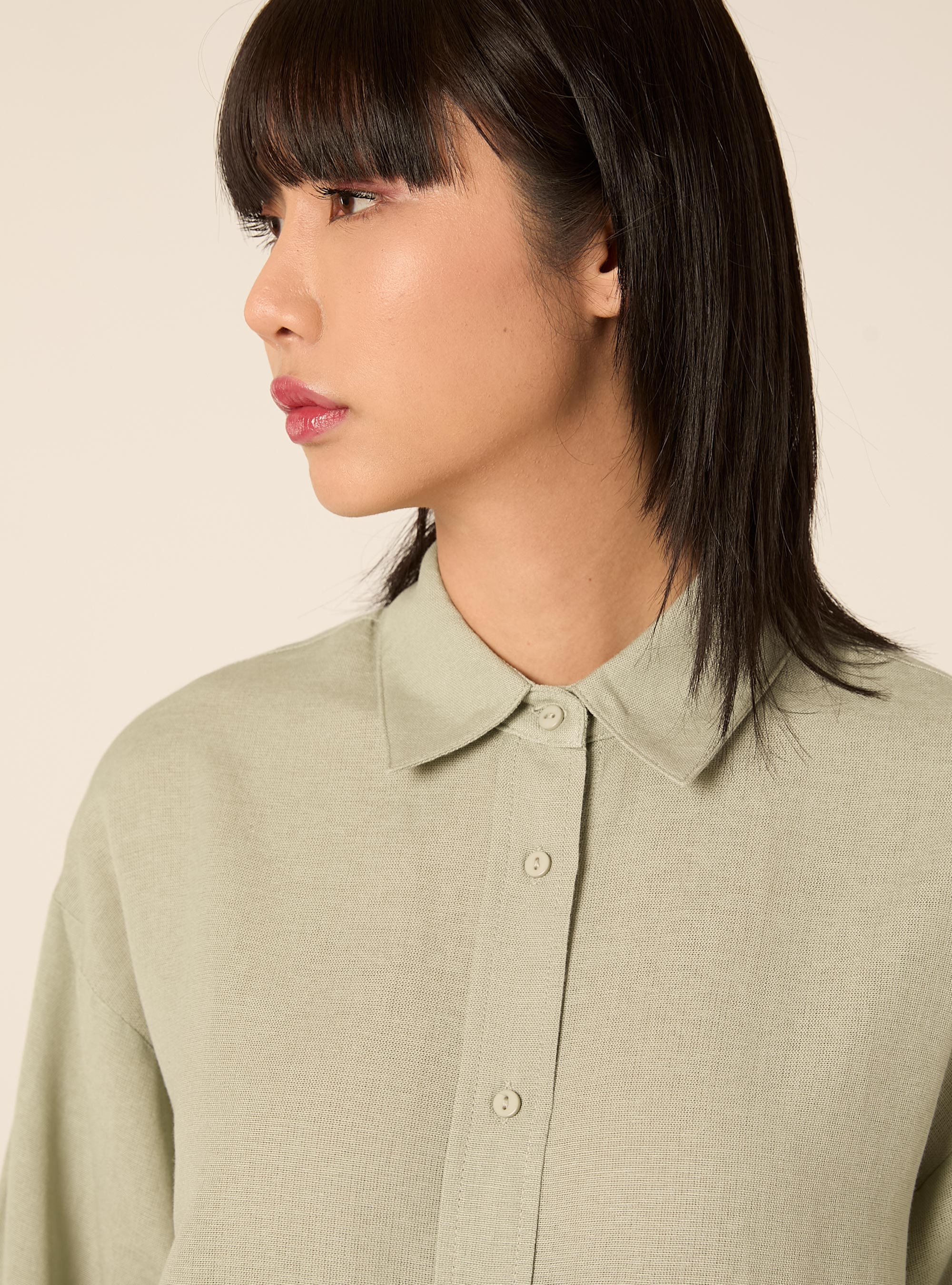 Camicia in misto lino tinta unita, SG3 SAGE LIGHT