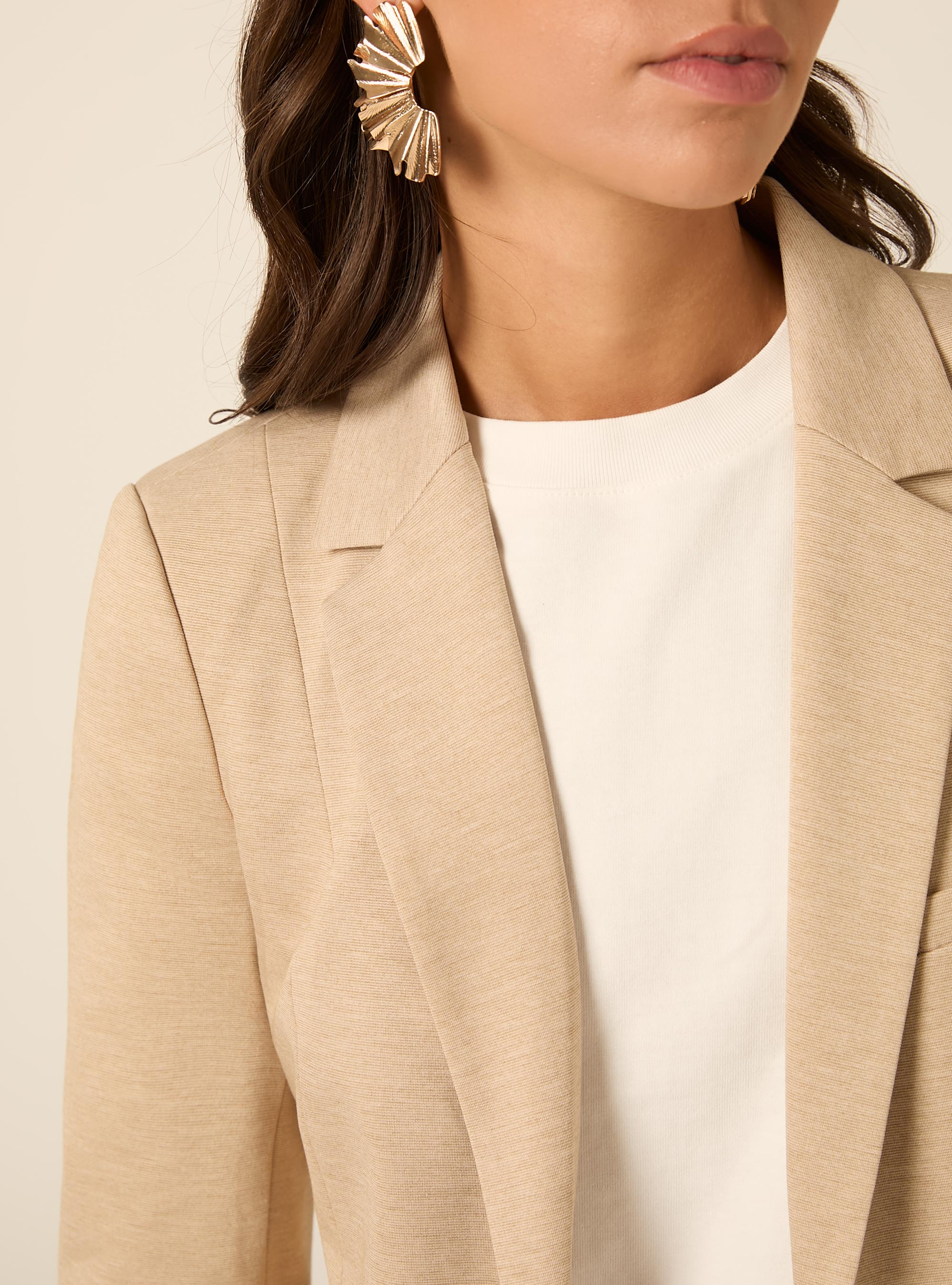 Einreihiger blazer mit reverskragen, MBG2 BEIGE MEL MED