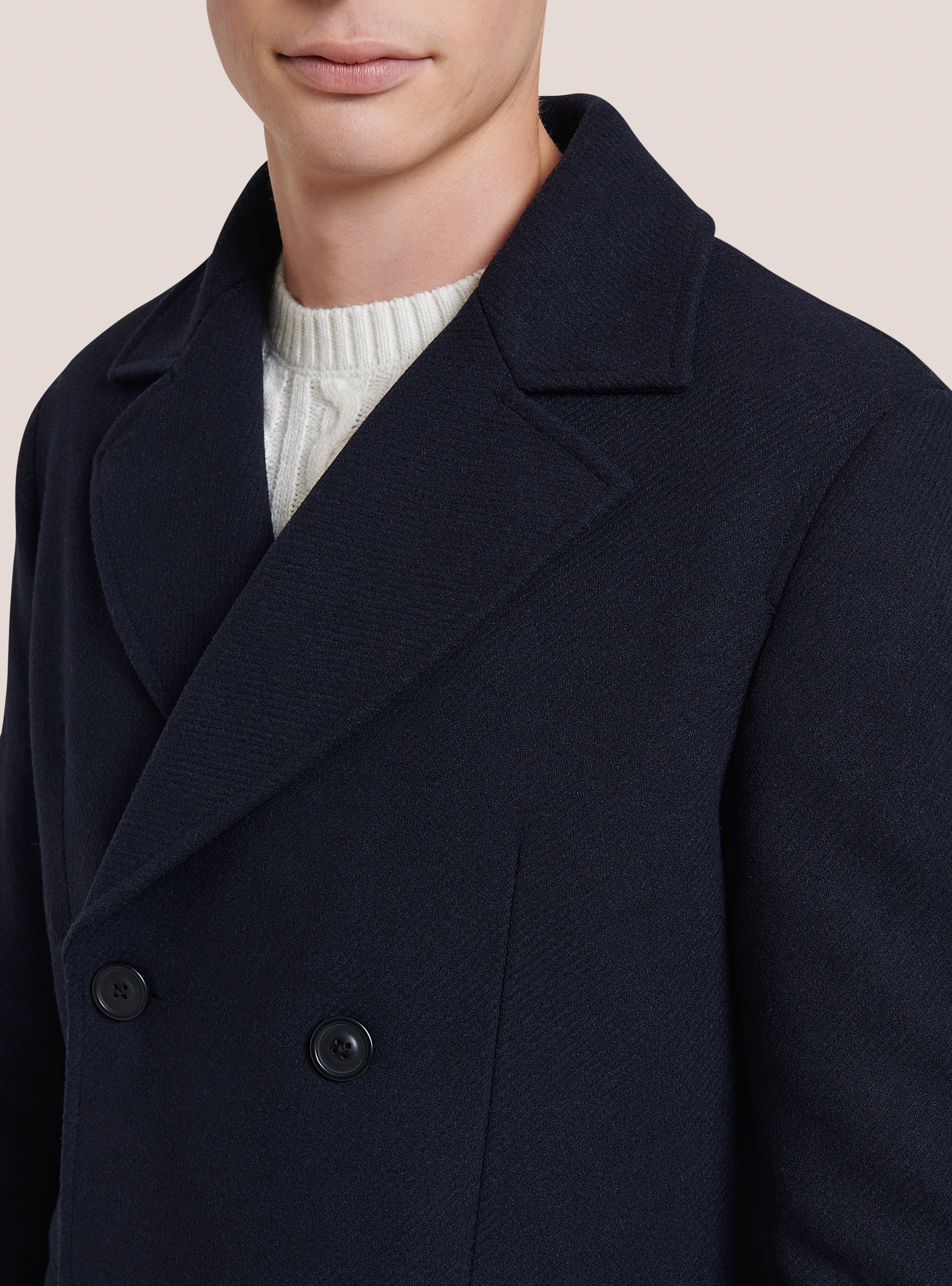 Zweireihiger Mantel aus Wollmischung, C218 BLUE NAVY