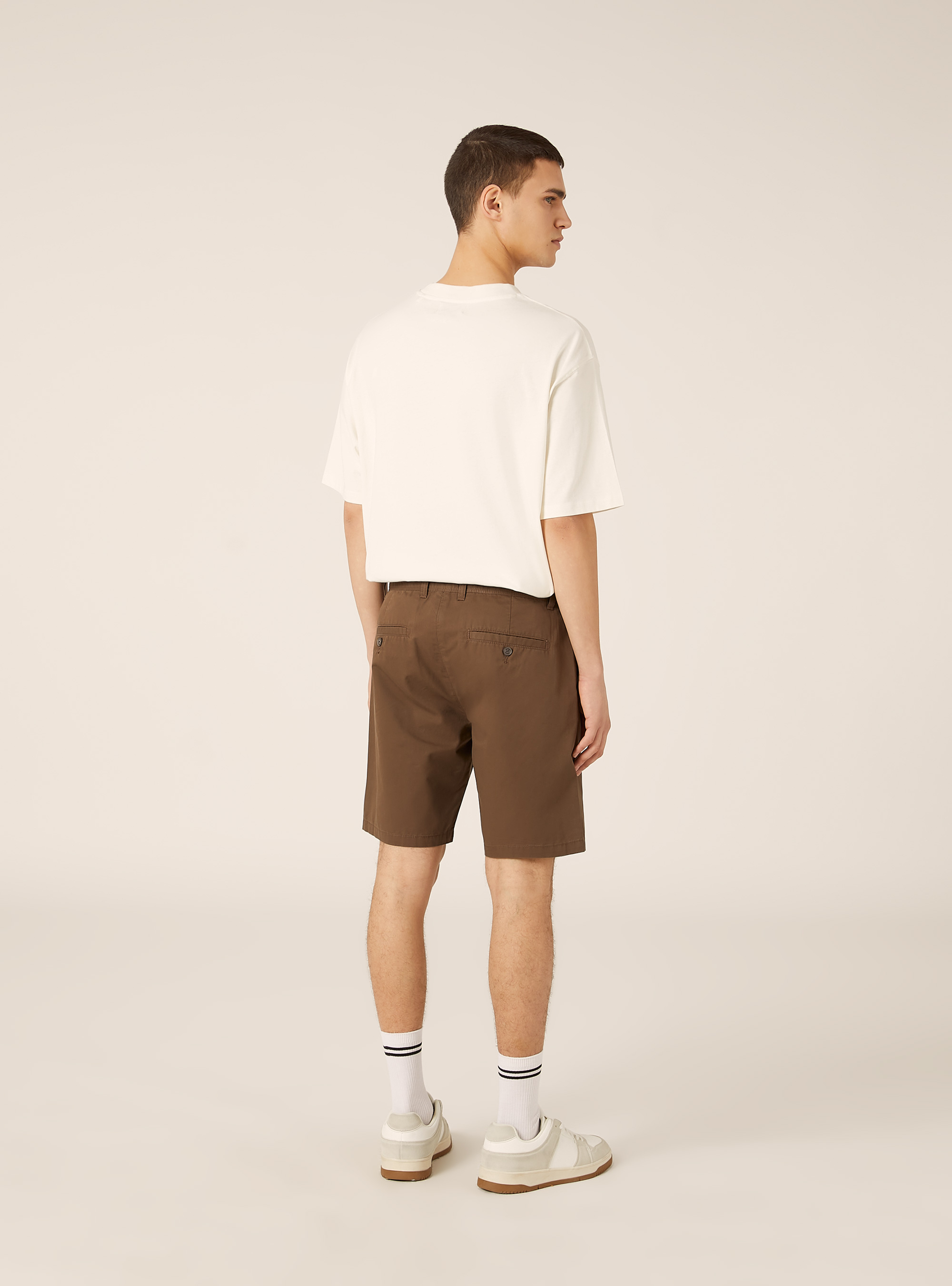 Bermuda in twill in tinta unita, MARRONE SCURO