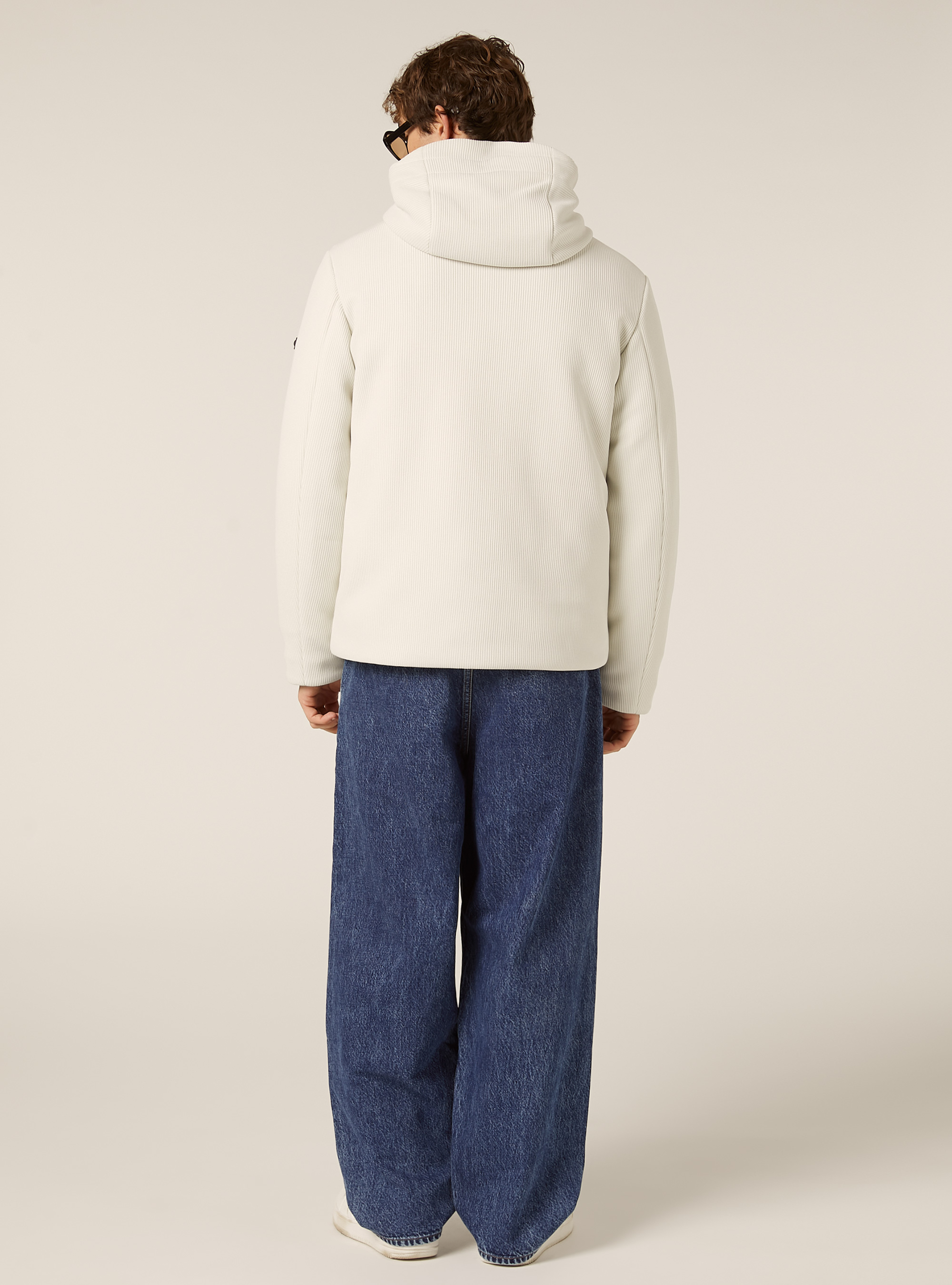 Giubbino imbottito con cappuccio costa inglese, WH1 OFF WHITE