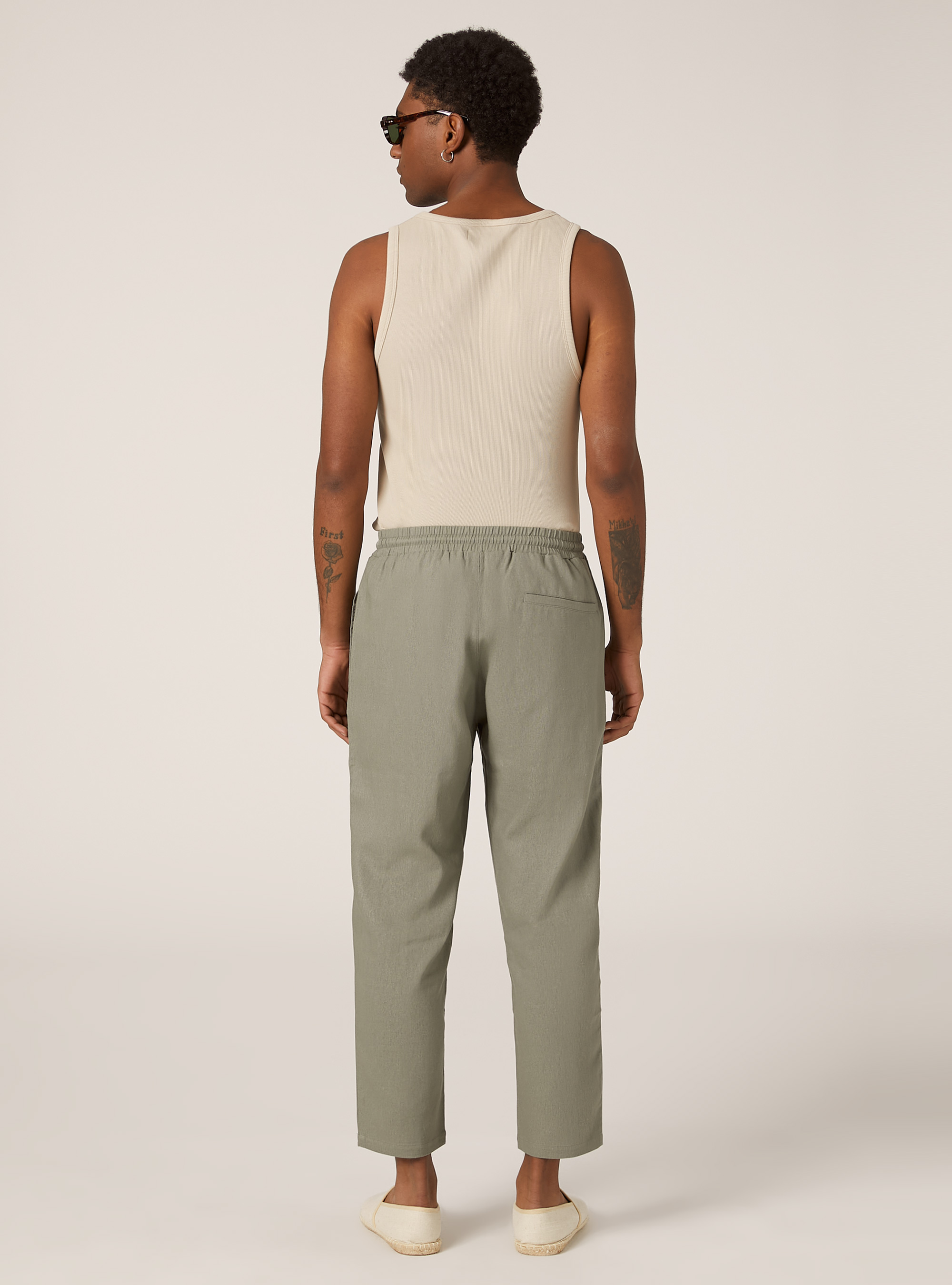 Linen blend jogger trousers, KY3 KAKY LIGHT