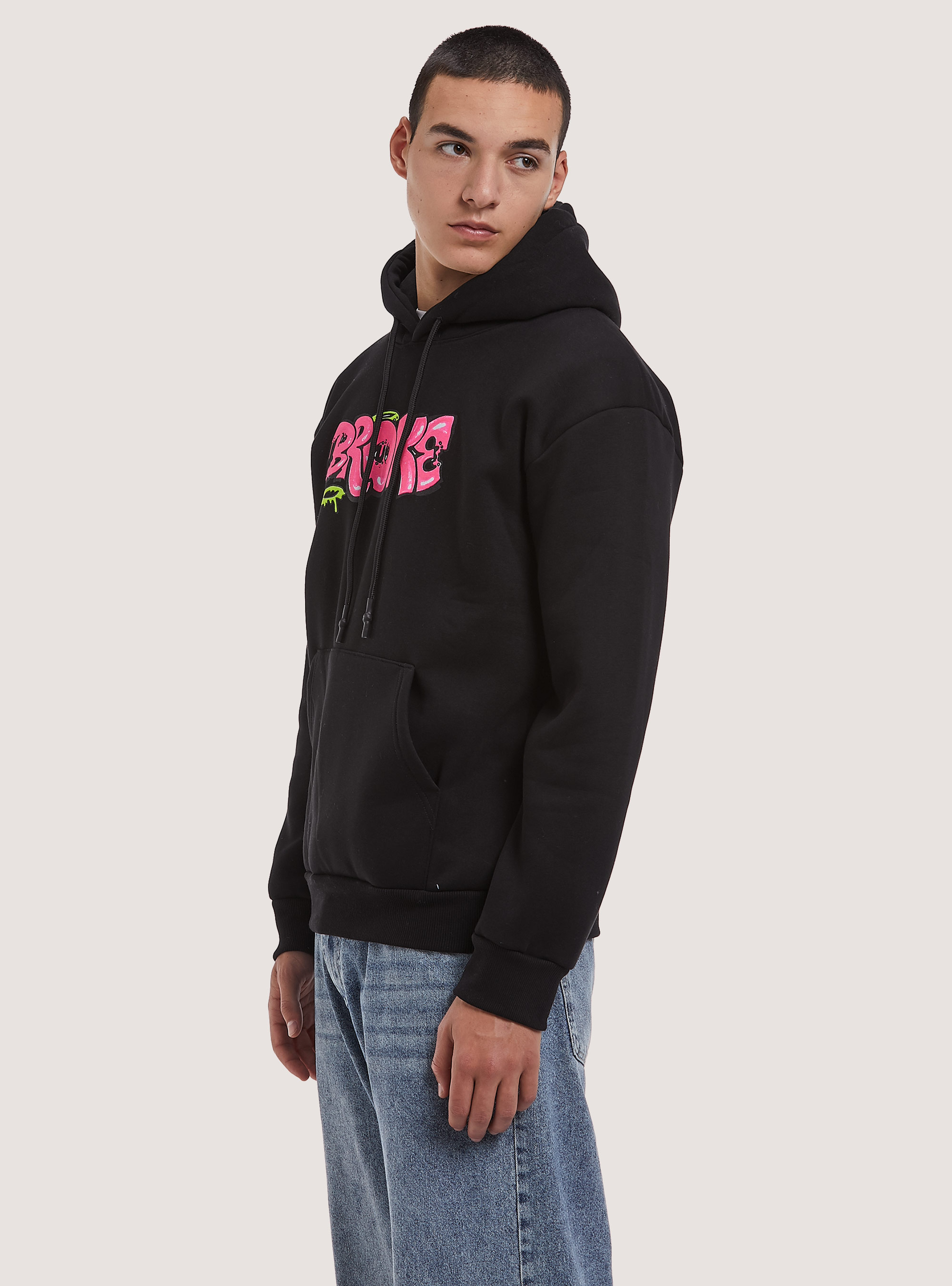 Felpa con stampa Smile Collection, BK1 BLACK