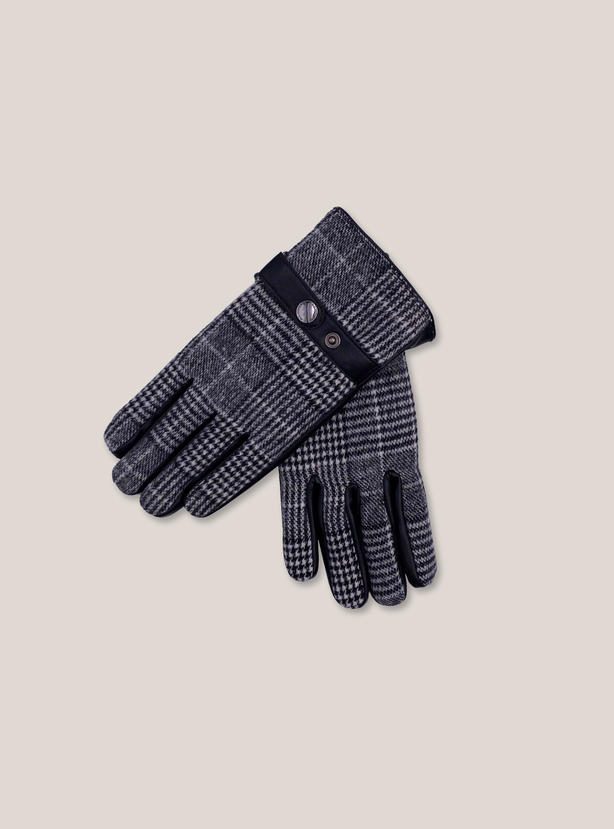 Guanti a quadri con bottoni, MULTICOLOR