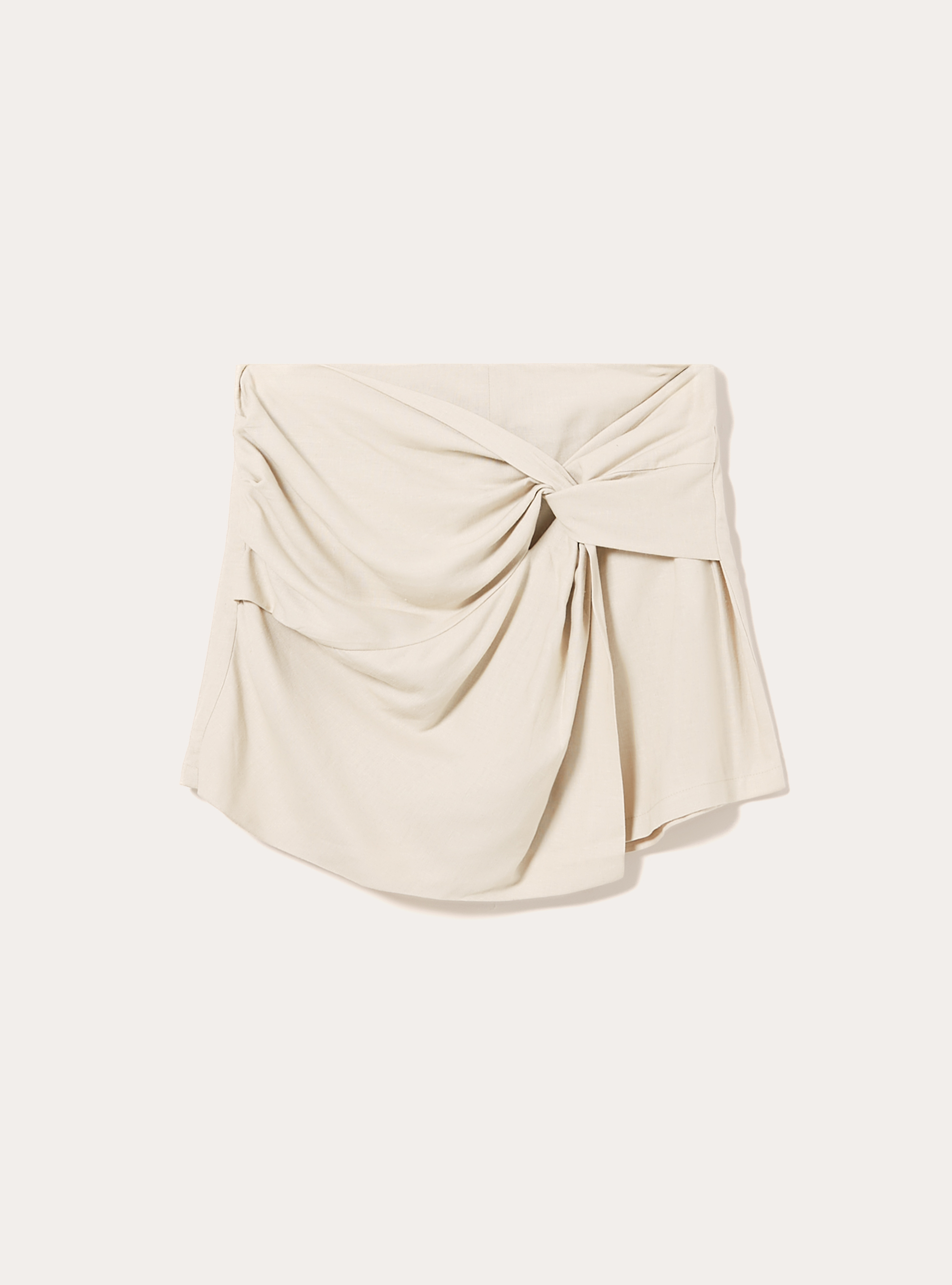 Linen blend skort with knot, BG2 BEIGE MEDIUM