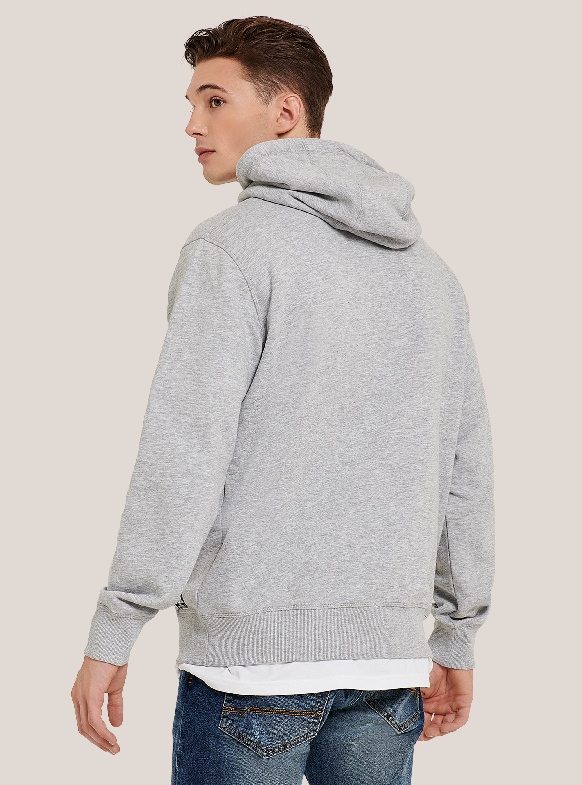 Hoodie with kangaroo pocket, LIGHT GREY MELANGE