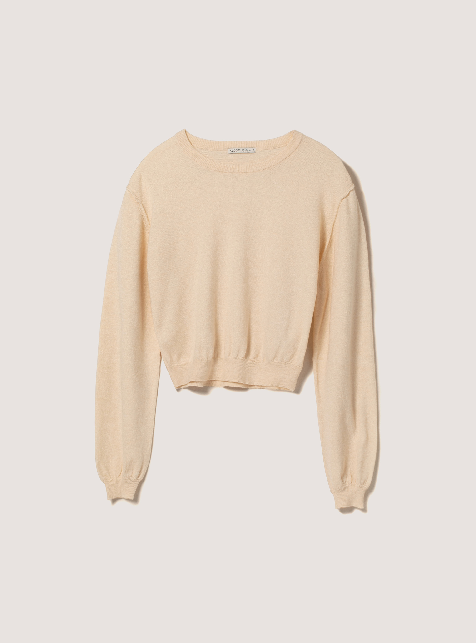 Jersey corto con mangas abullonadas, C034 CREAM