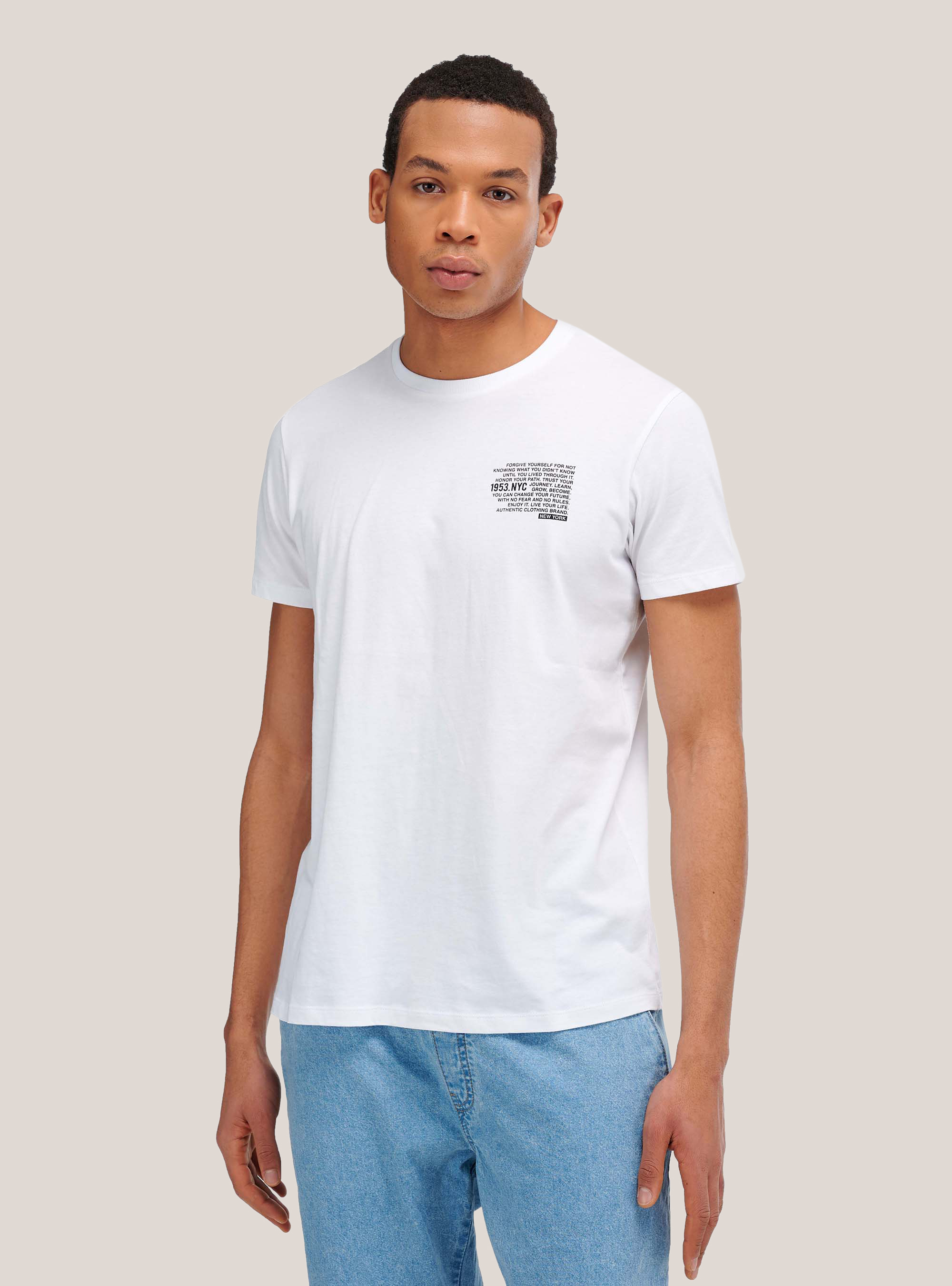 T-Shirt mit Detail Lettering, C099 WHITE