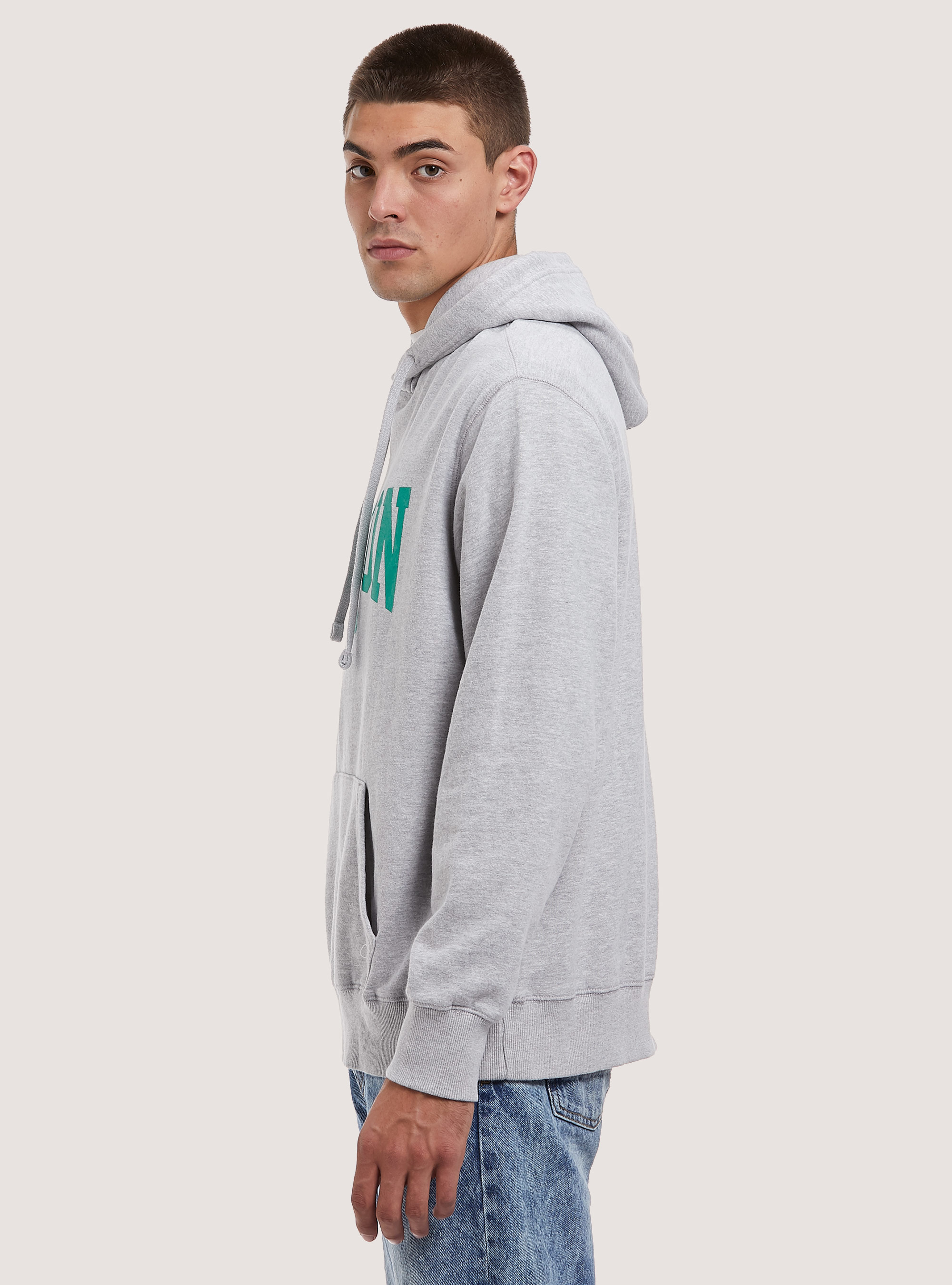 College Print Hoodie, MGY2 GREY MEL MEDIUM