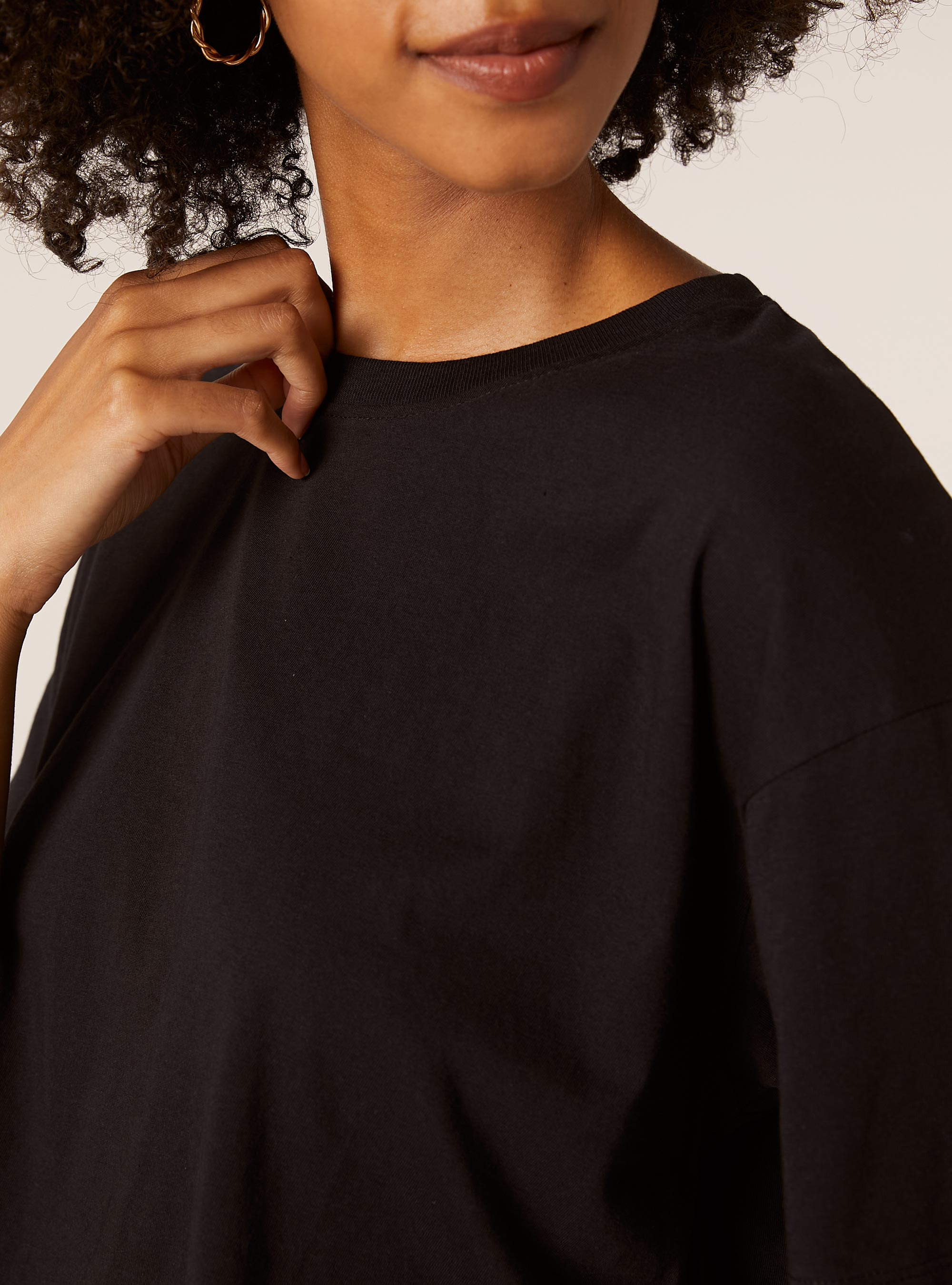 Cotton cropped t-shirt, BK1 BLACK