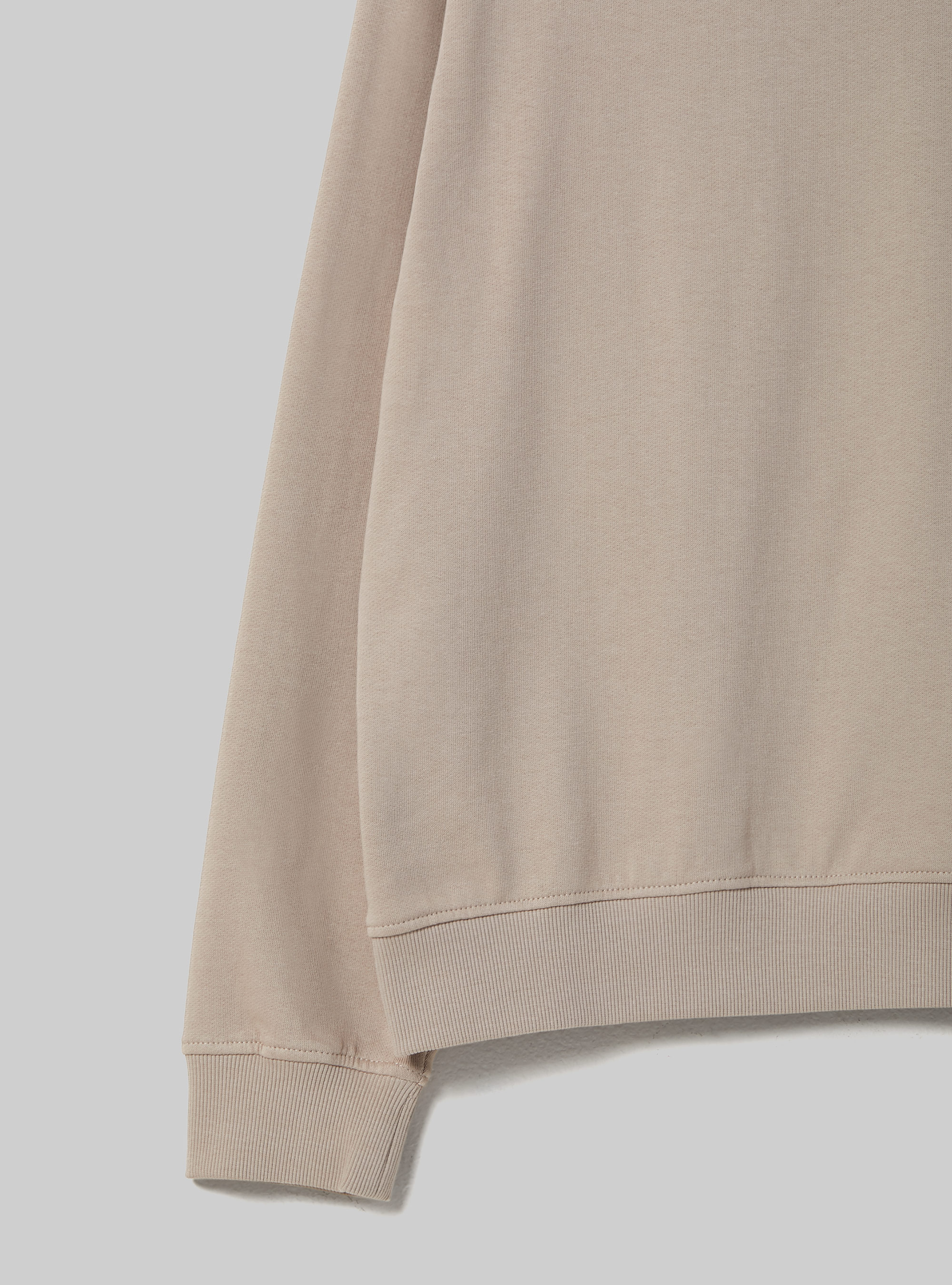 Sudadera lisa de algodón con cuello redondo, BG3 BEIGE LIGHT