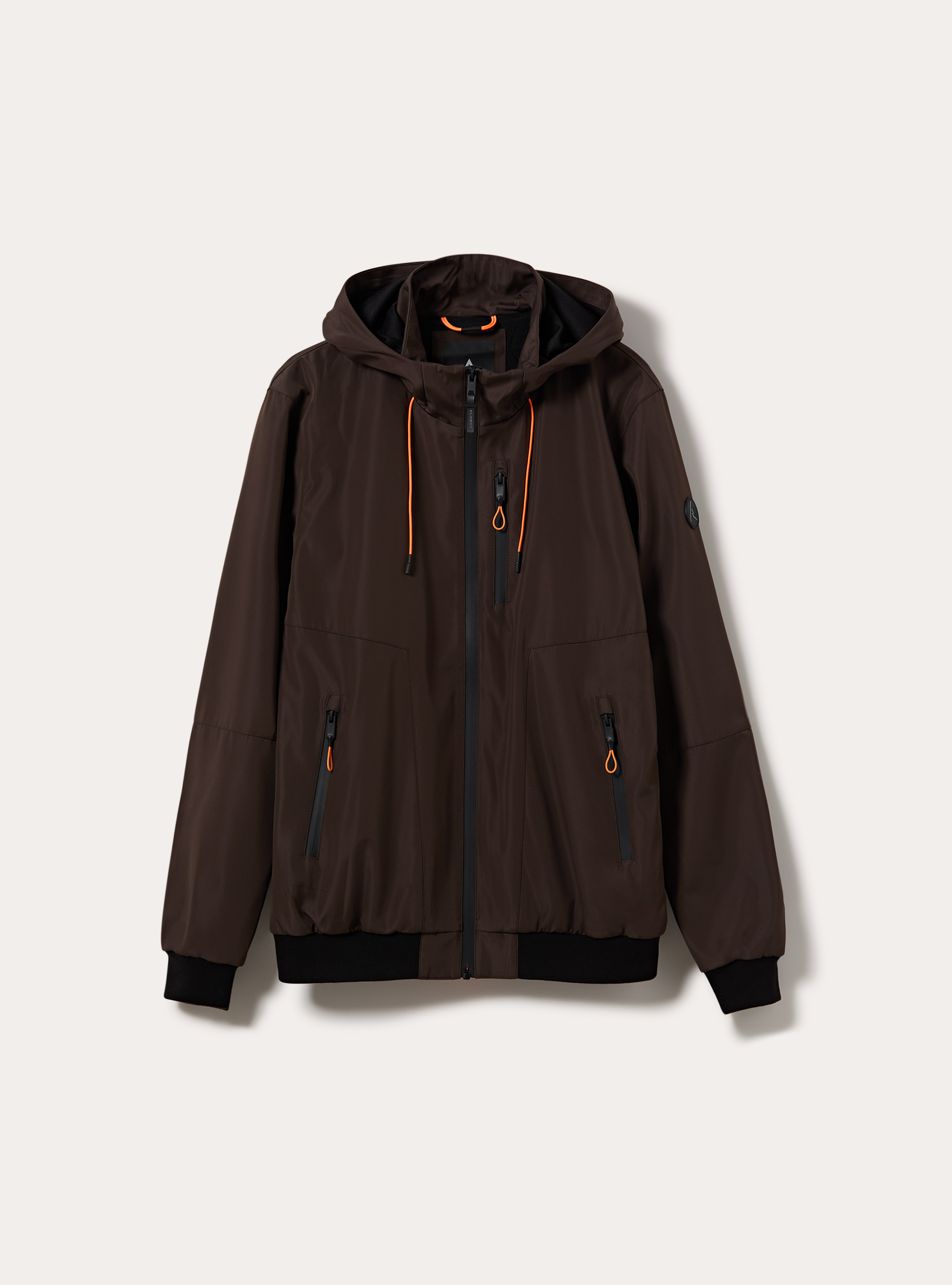 Bomber antivento con cappuccio, BR2 BROWN MEDIUM