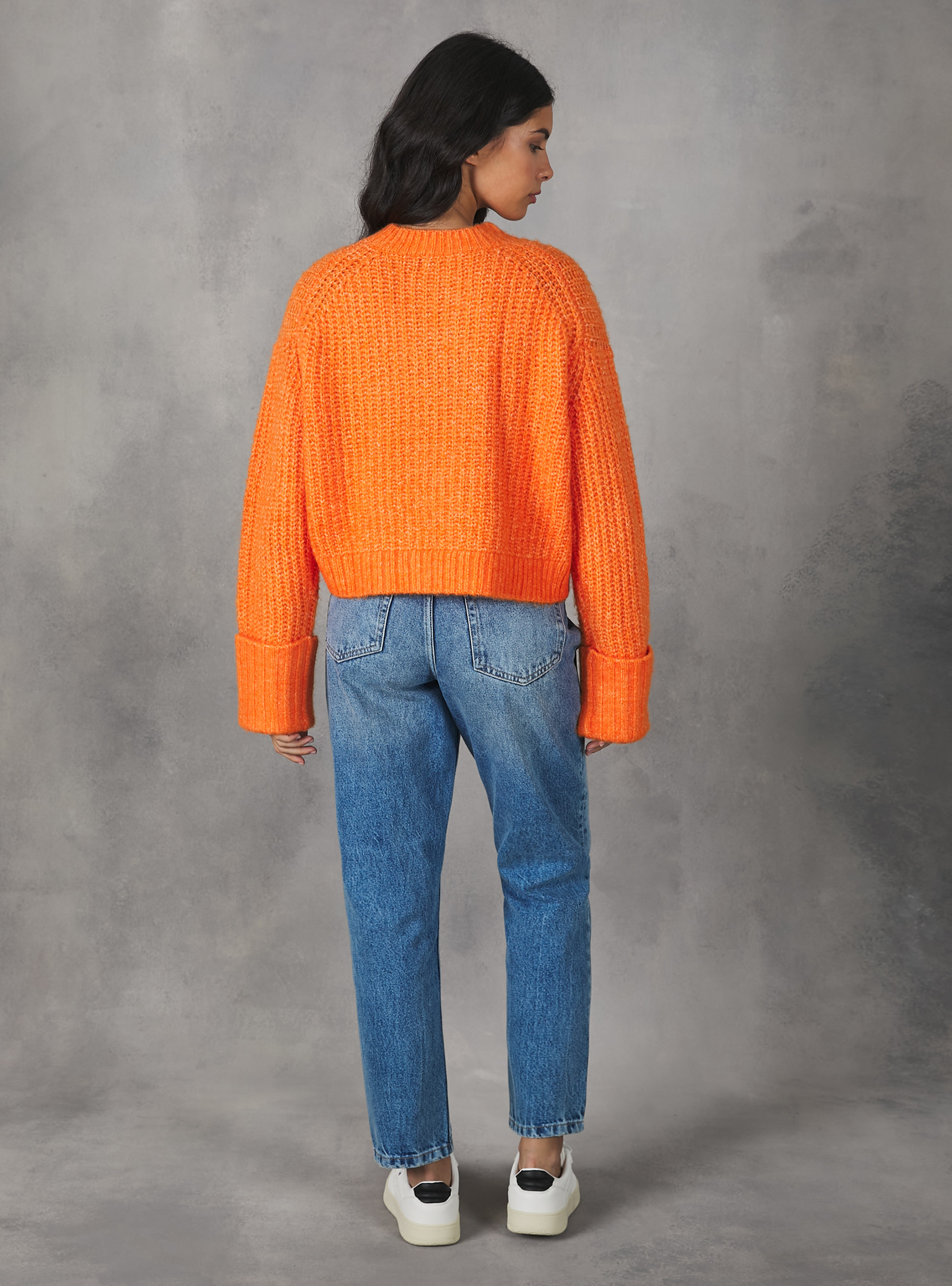 English rib cropped pullover, OR3 ORANGE LIGHT